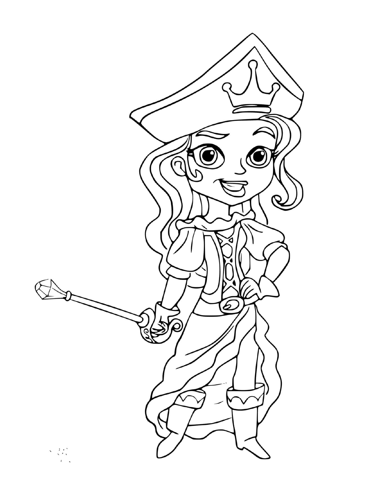  बहादुर तलवार के साथ समुद्री डाकू लड़की 