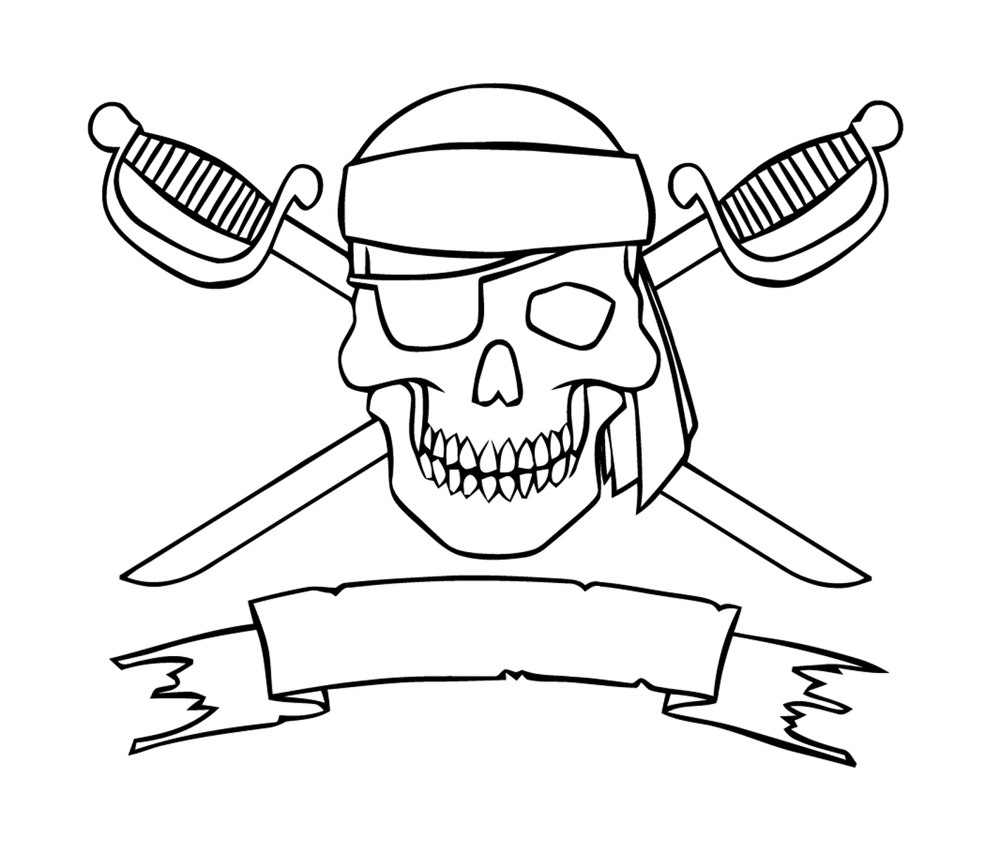  Logotipo pirata assustador, espadas cruzadas 