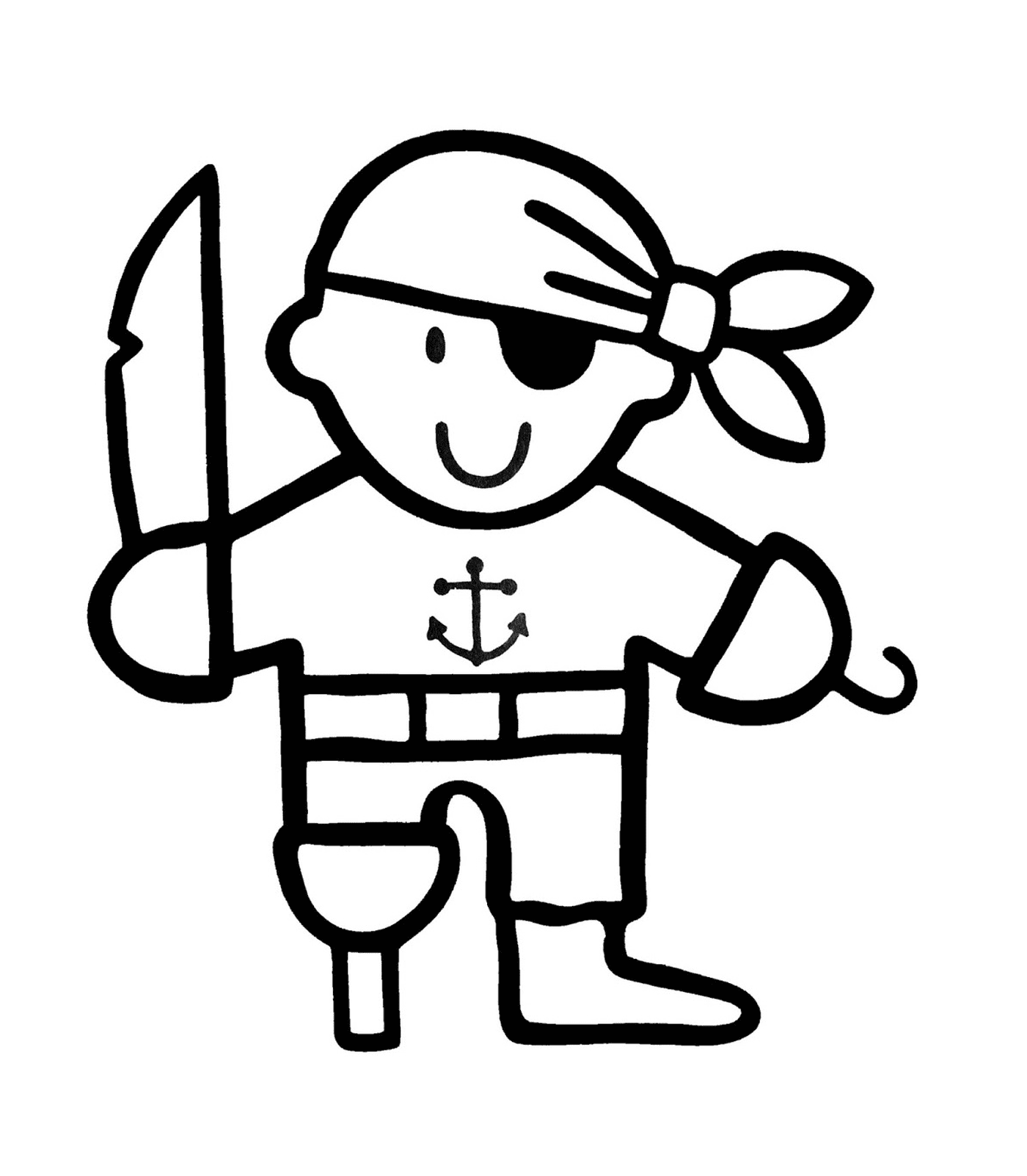  Pirata de jardim de infância com perna de madeira 