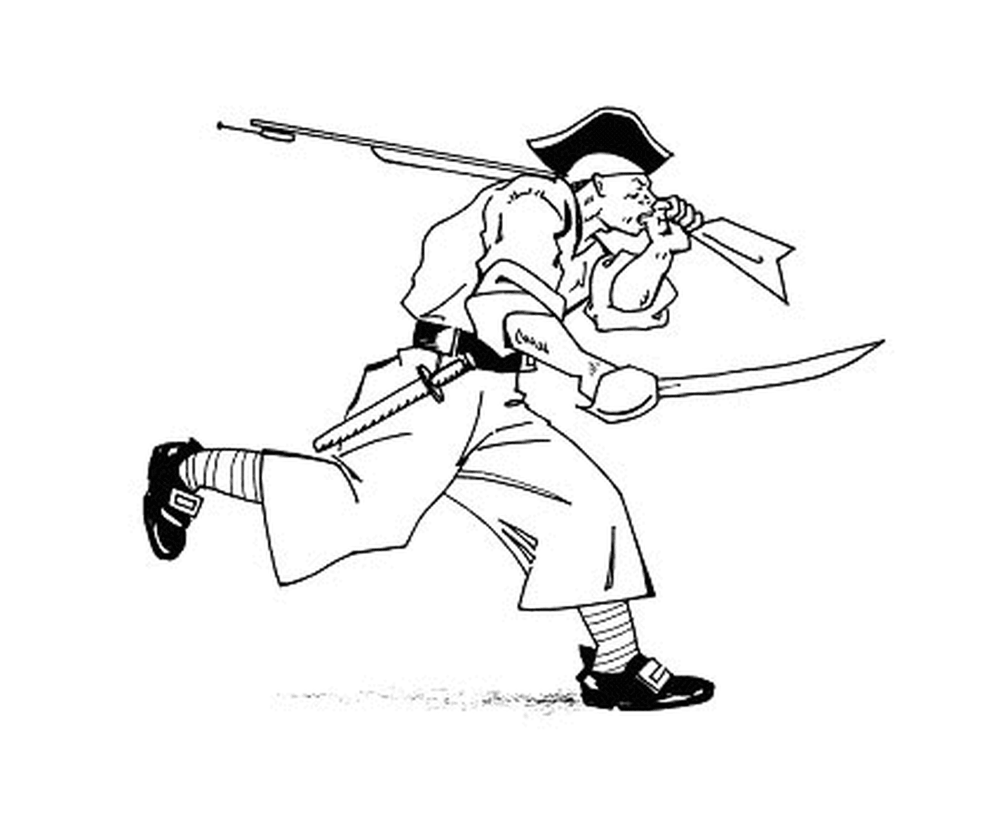  Um pirata com uma espada e um rifle 