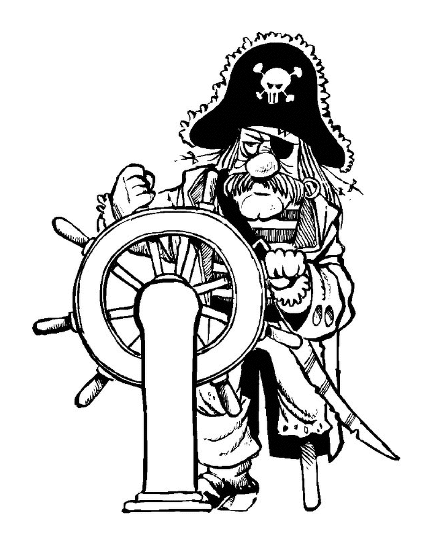  O capitão pirata no leme 