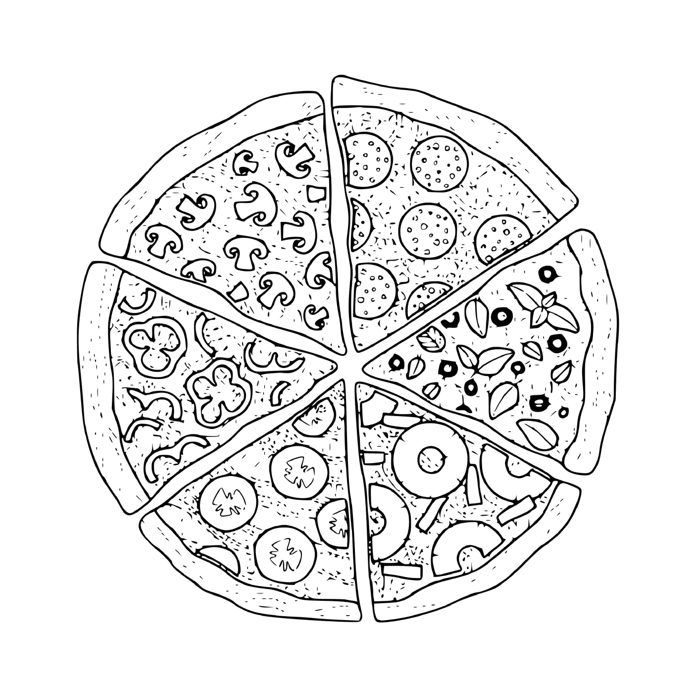  Vários cortes de pizza 
