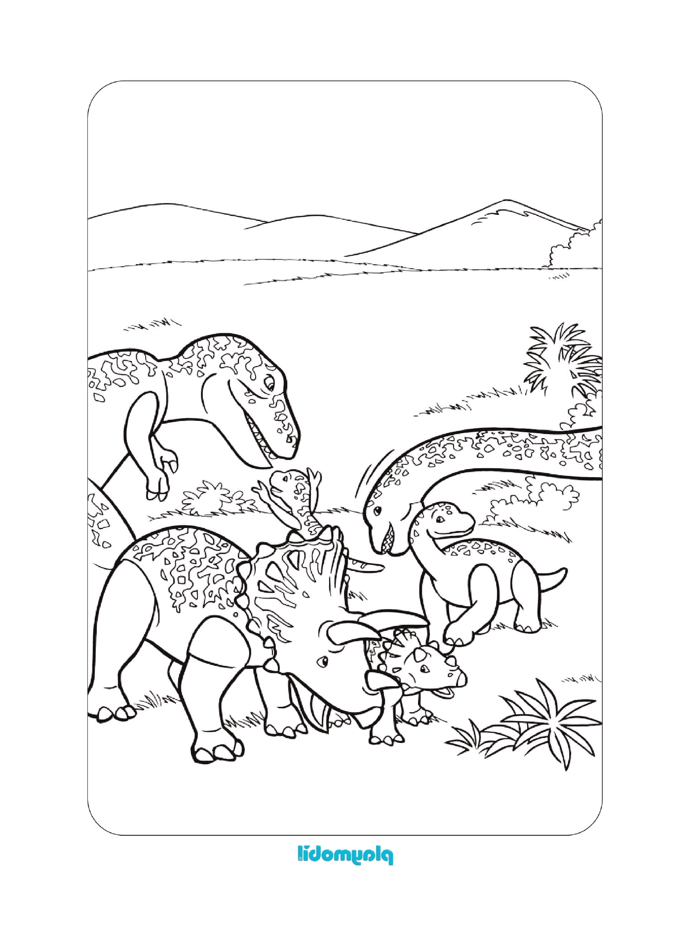  Triceratops em um campo 