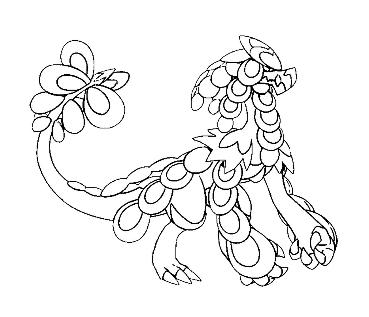  एकाइसर, एक ड्रैगन अपनी पूंछ पर फूल के साथ 