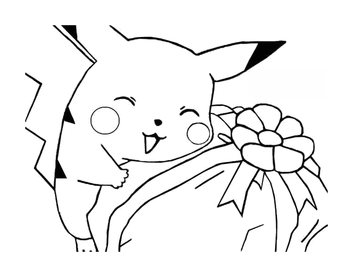  Pikachu com uma flor 