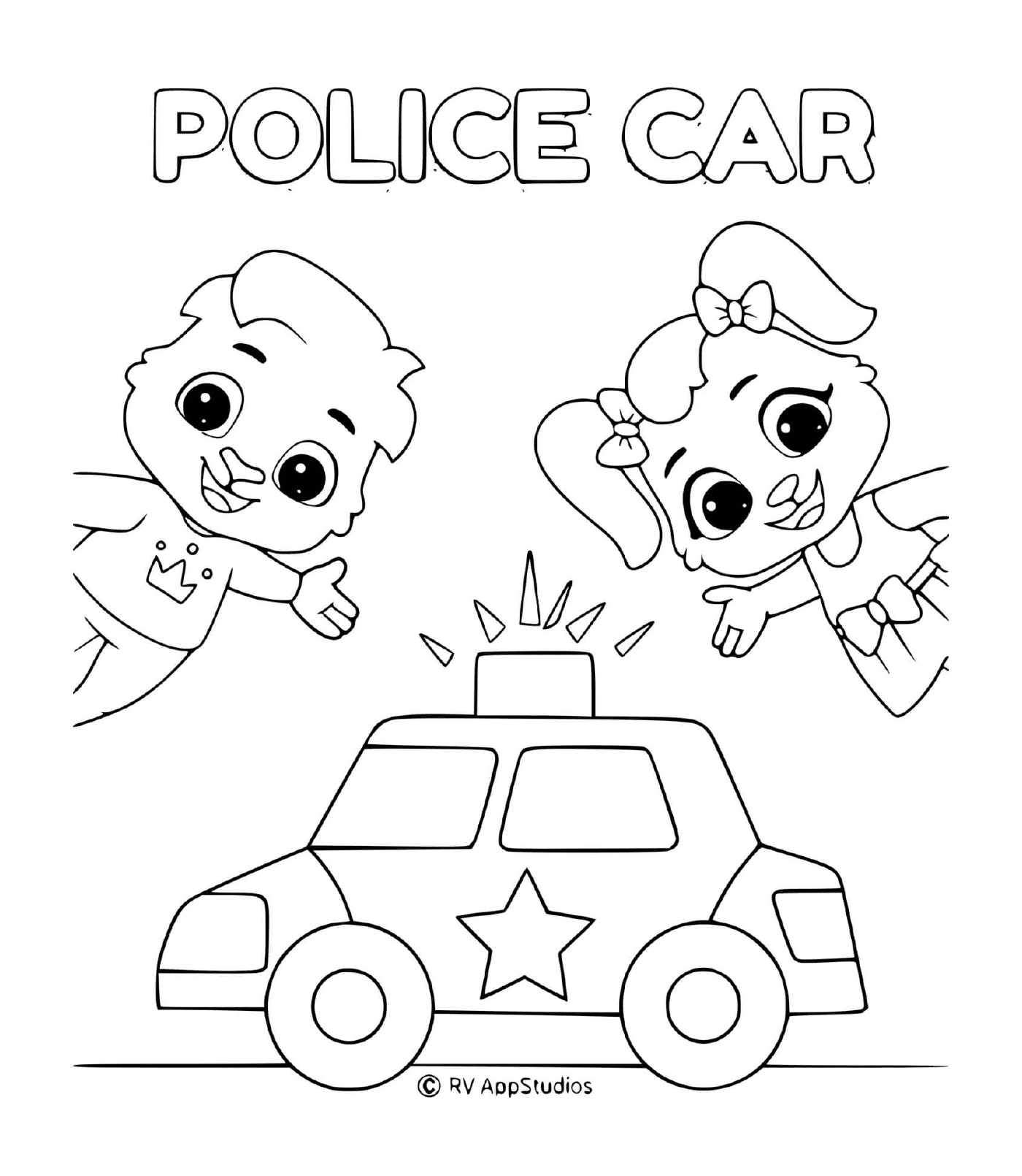  Polícia de carro, criança feliz 