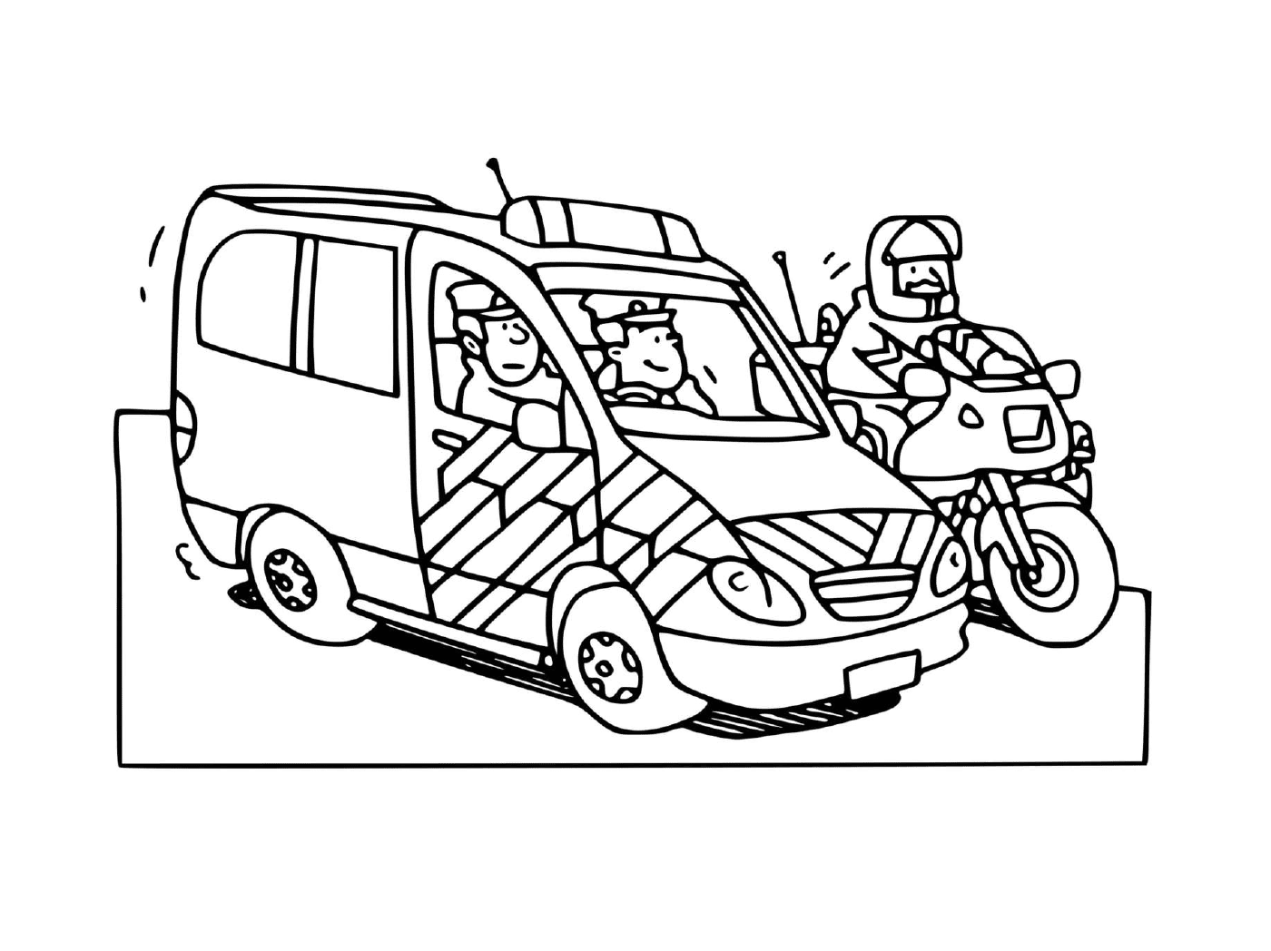  Carro de polícia francês com motocicleta 