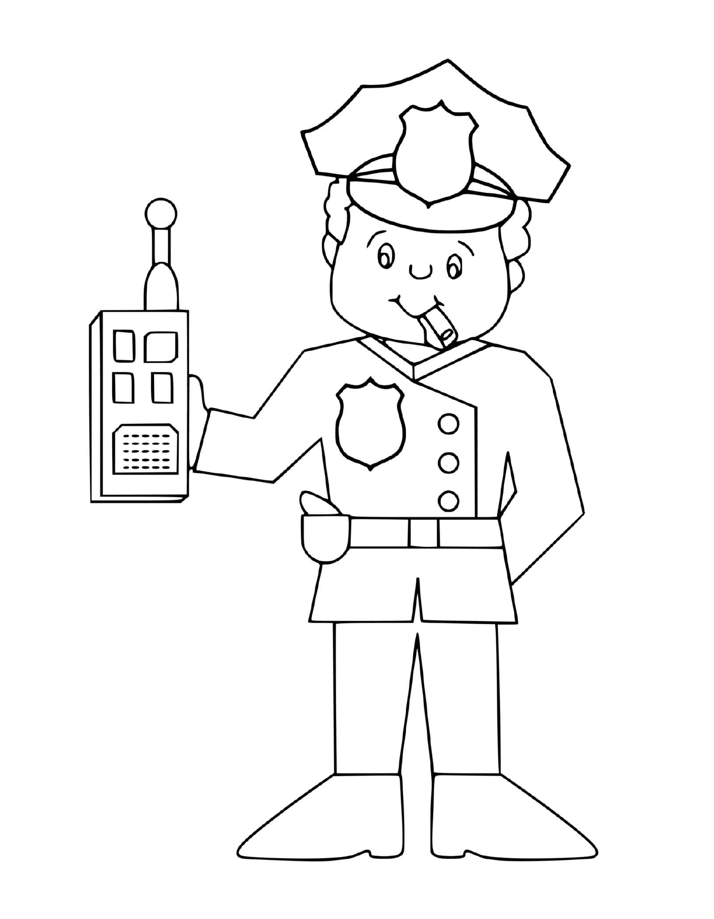  Policeman com rádio portátil 