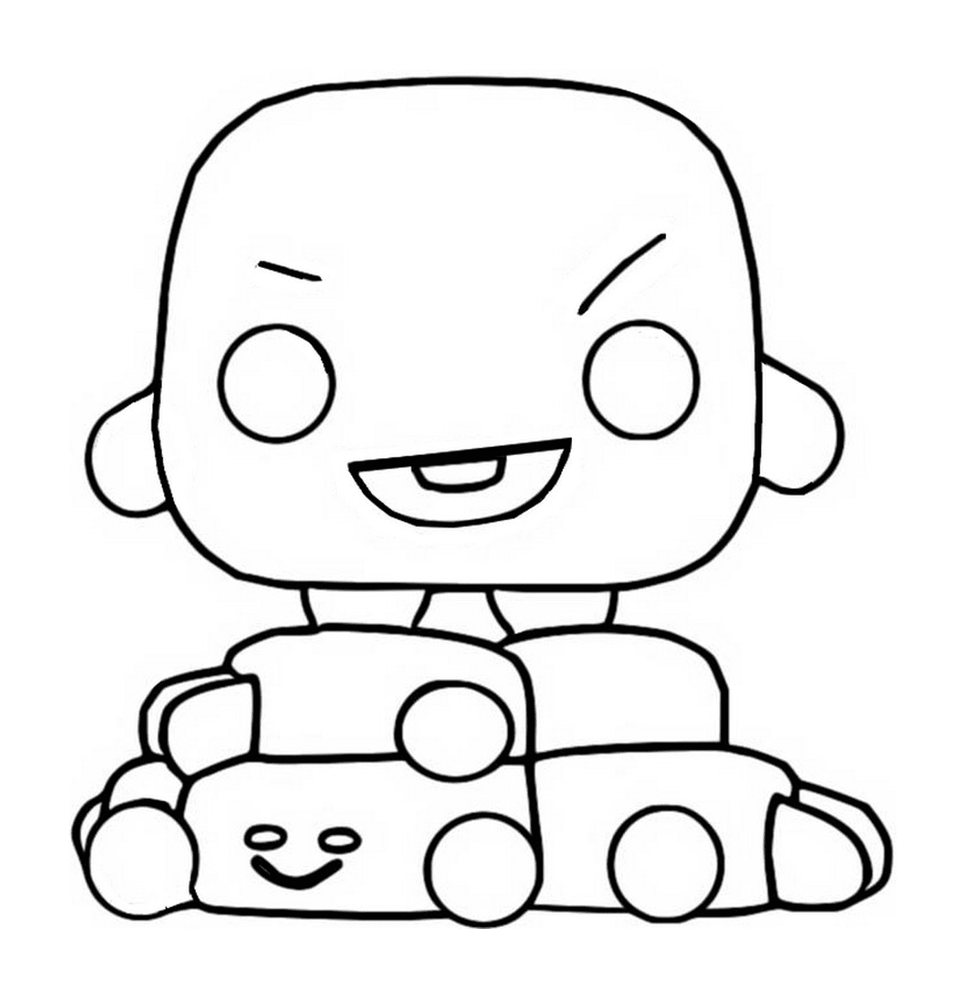  Shooky, BT21, personagem de desenho animado sentado em um carro de brinquedo 