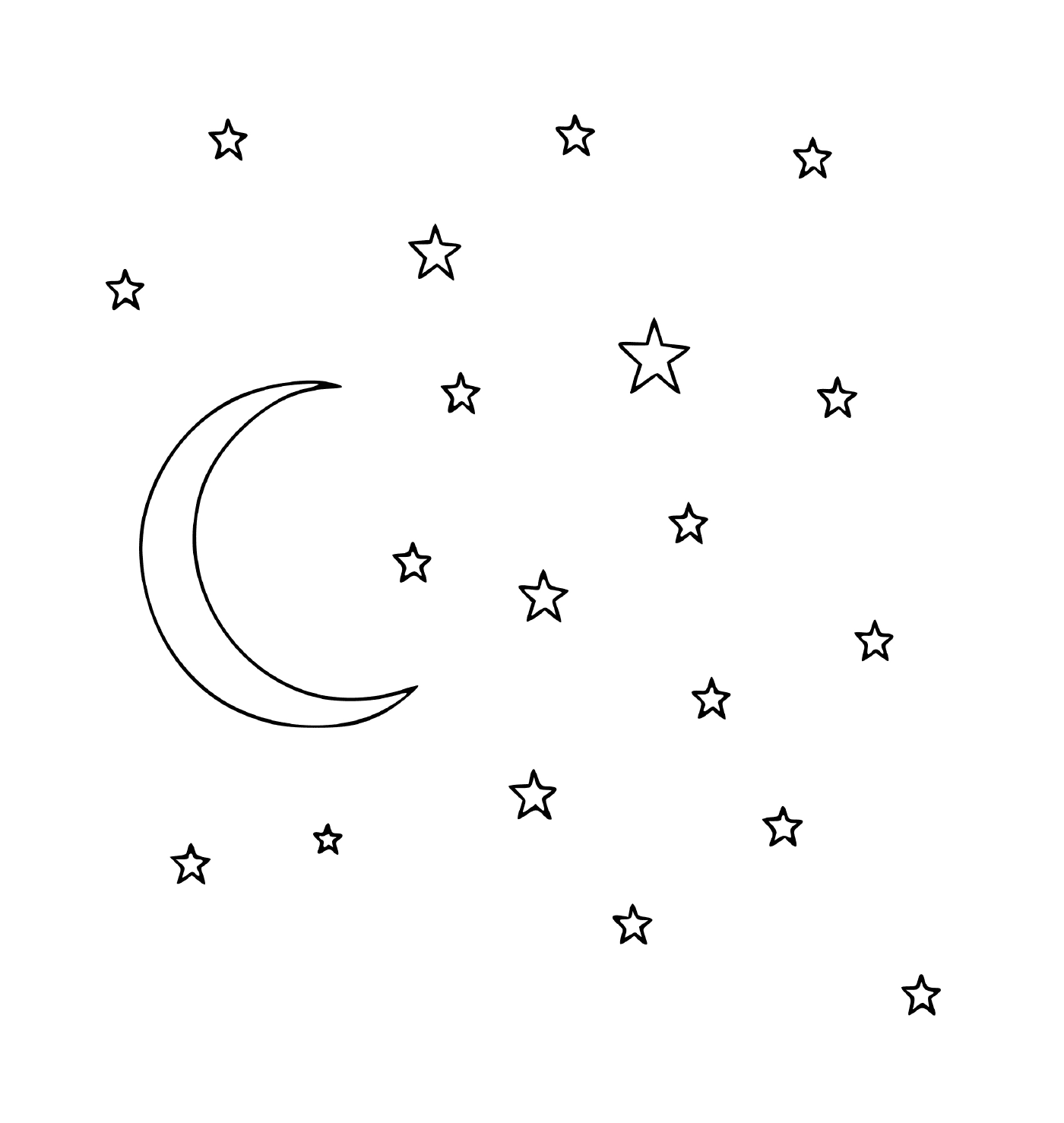  Lua e estrelas brilhantes 
