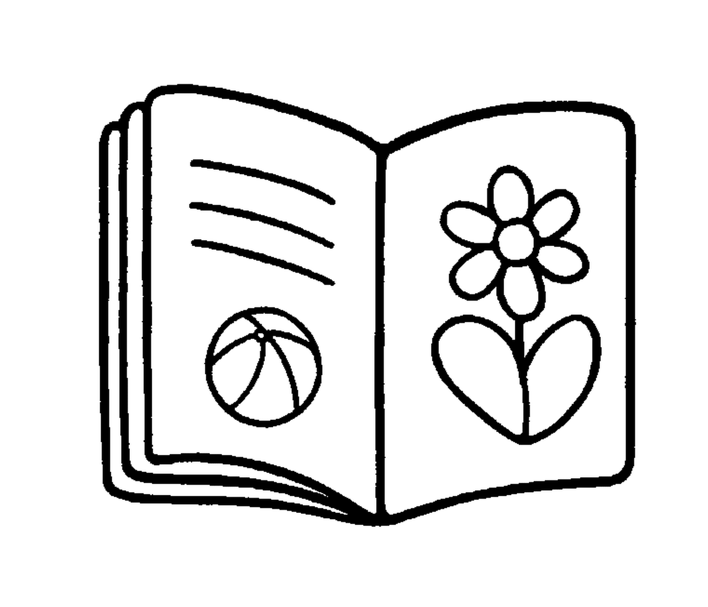 Livro aberto com flor e balão 