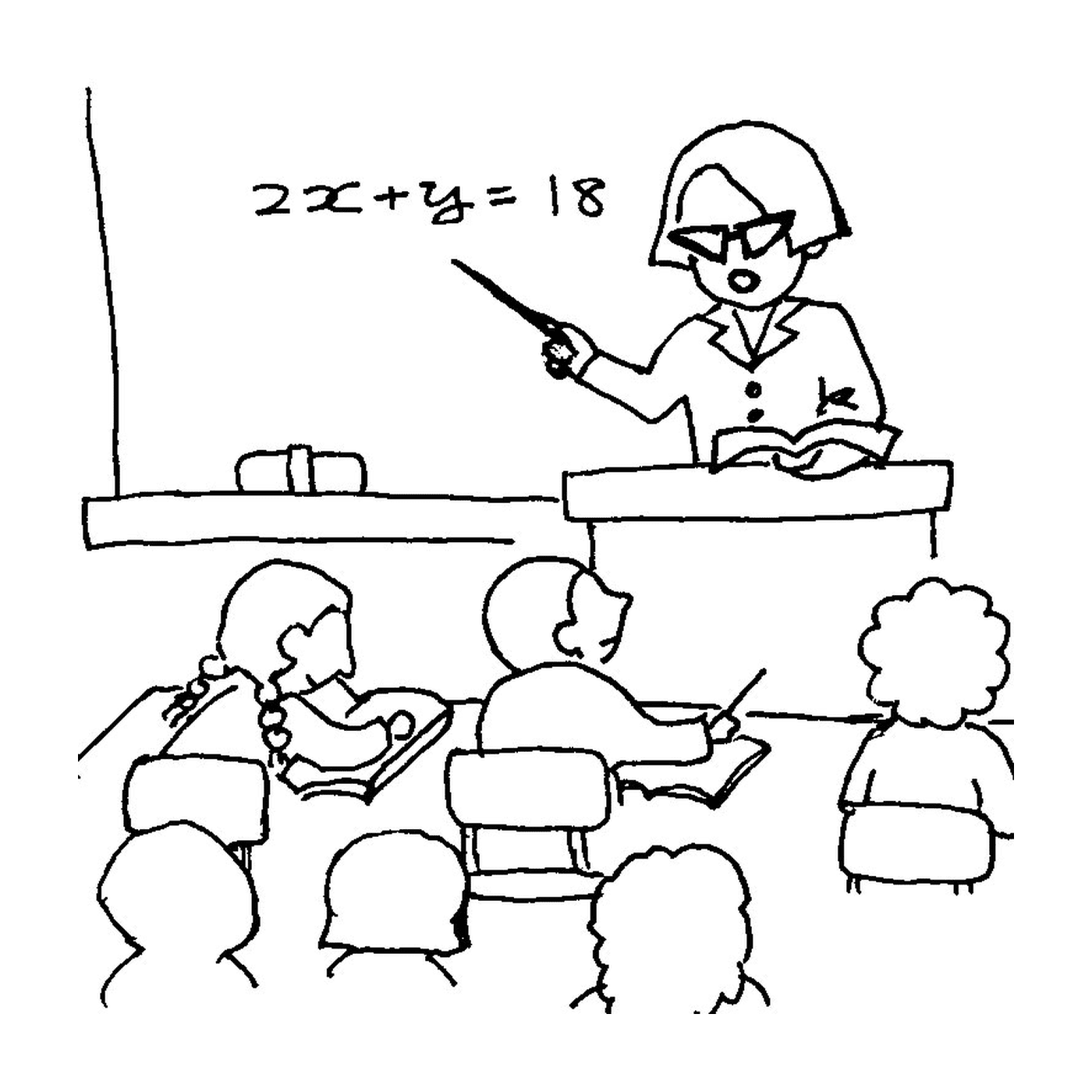  स्त्री एक समूह को वर्ग दे रही है 