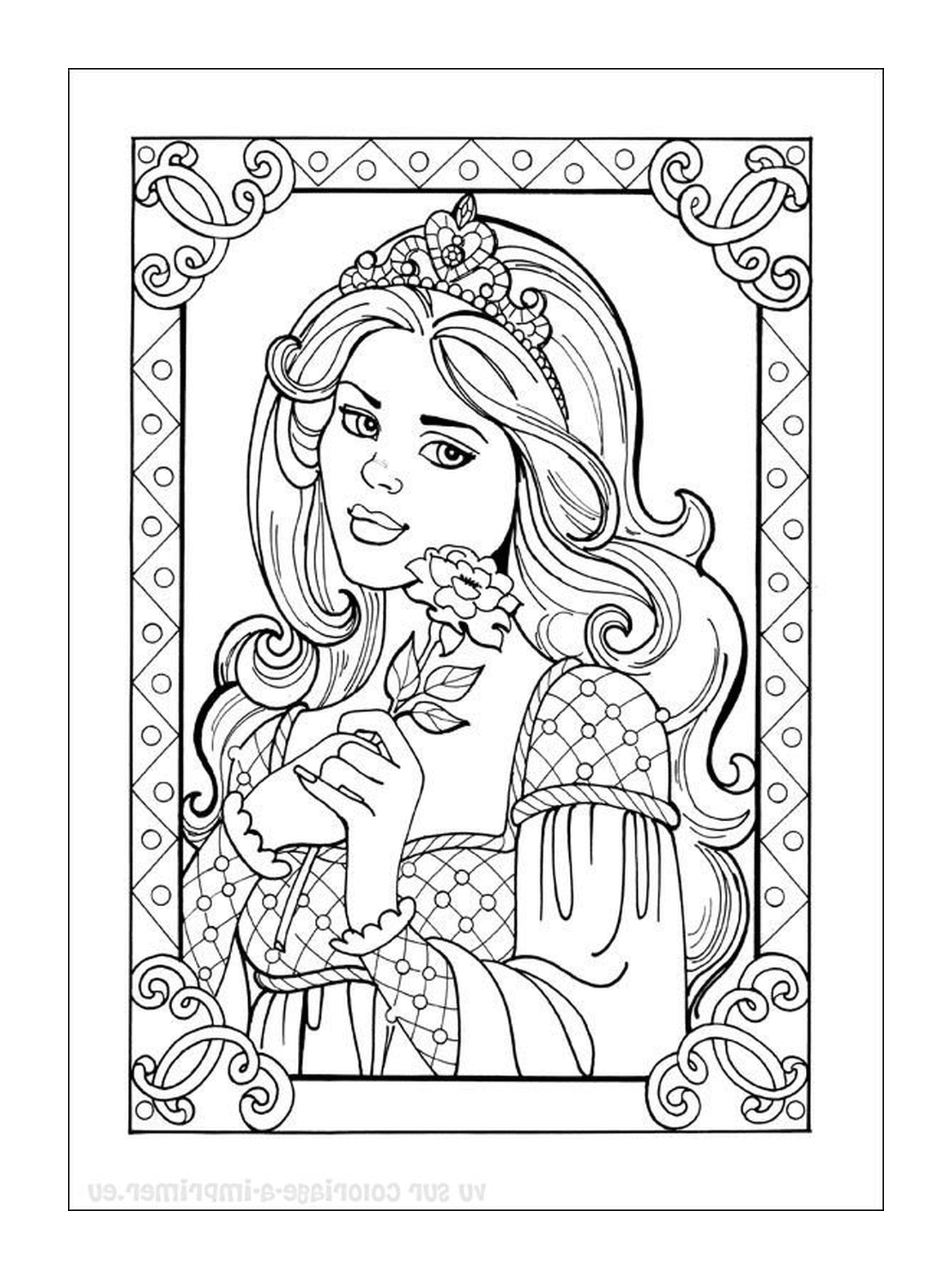  Princesa Disney, uma princesa segurando uma rosa 