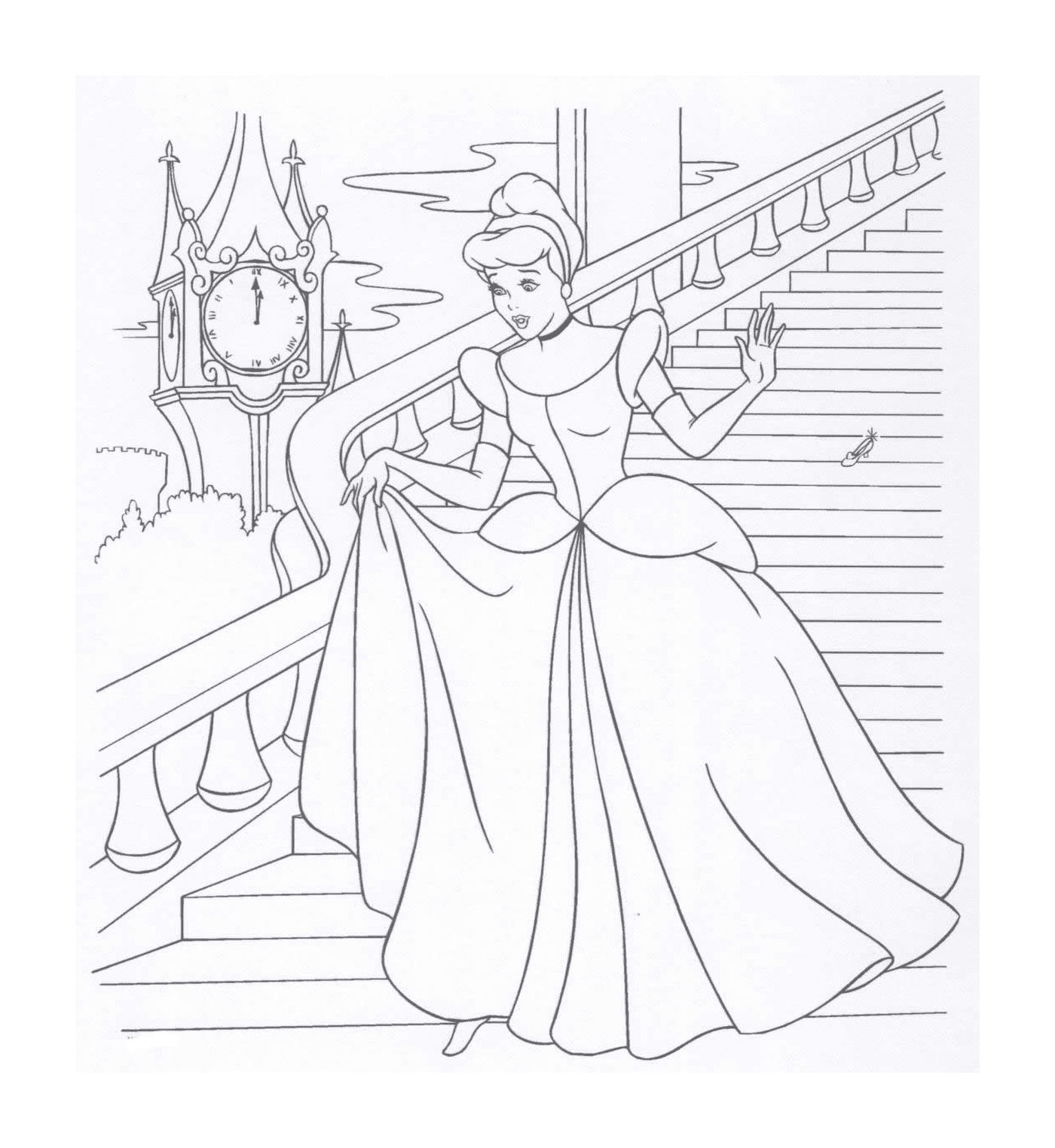  राजकुमारी सीढ़ियों पर खड़ी है 