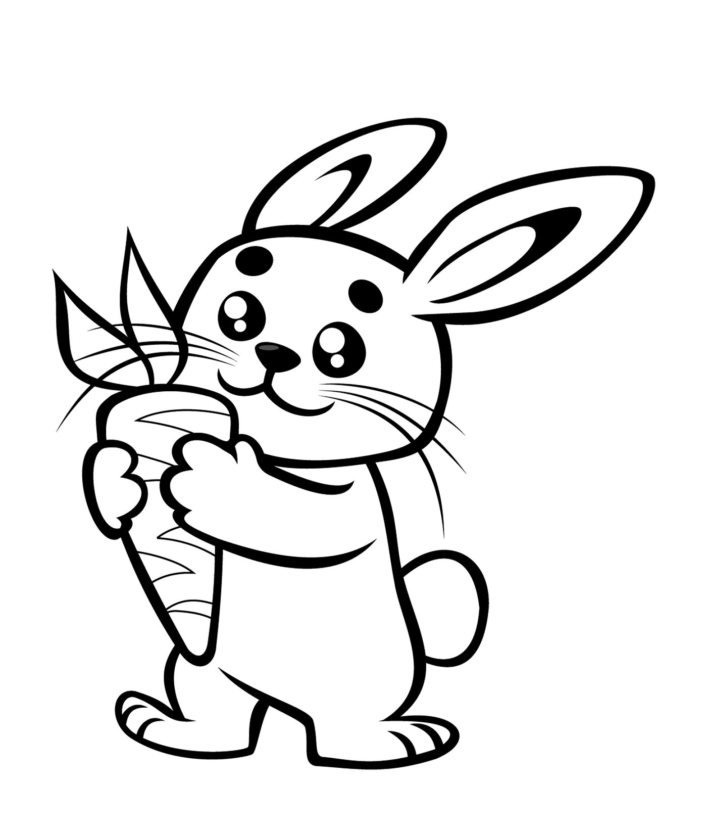  可爱的兔子拿着胡萝卜 