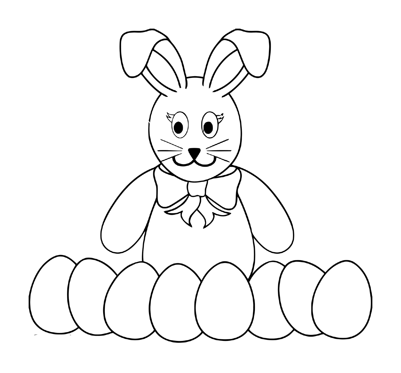  أرنب مع العديد من بيضات الفصح 