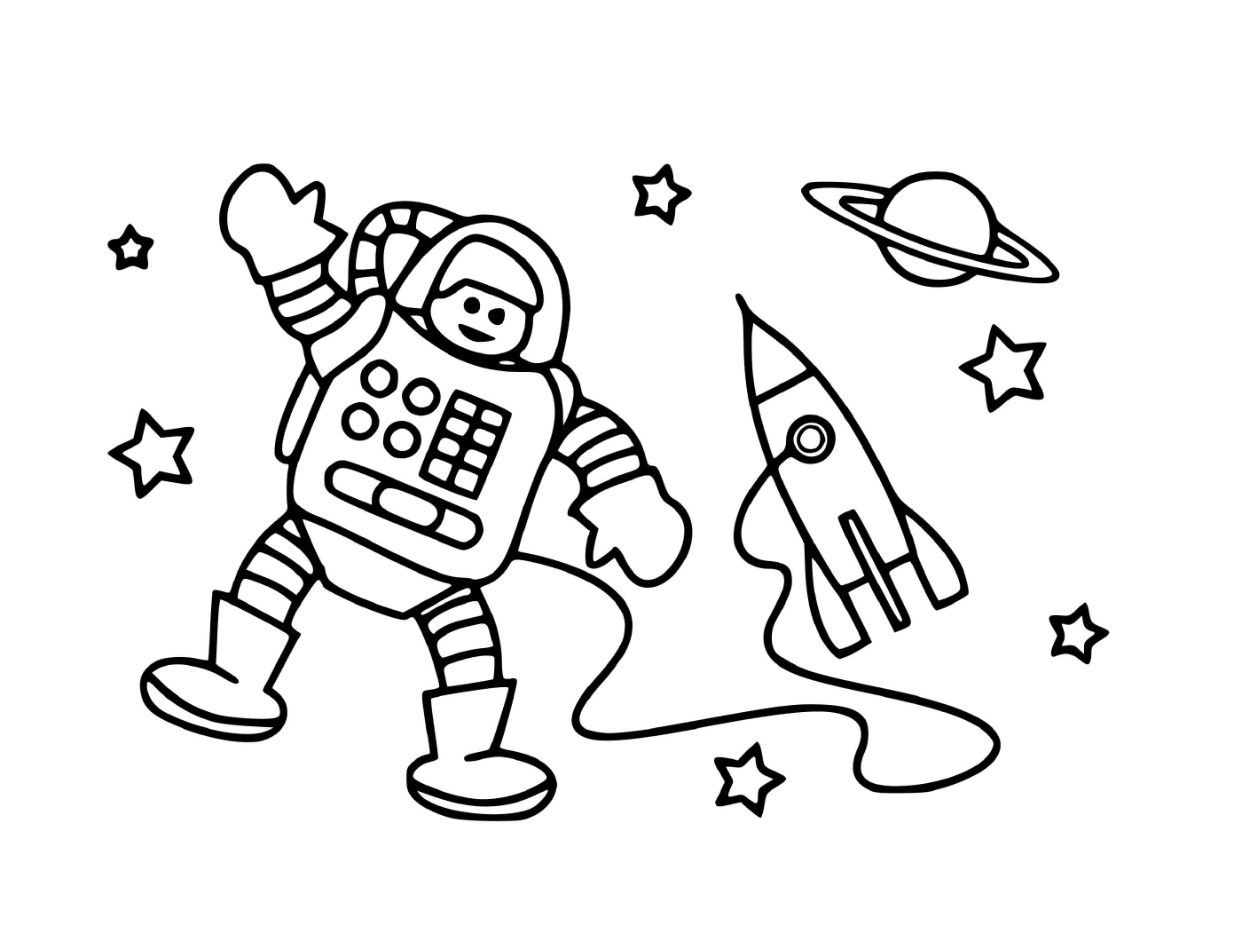  Astronauta e foguete espacial 