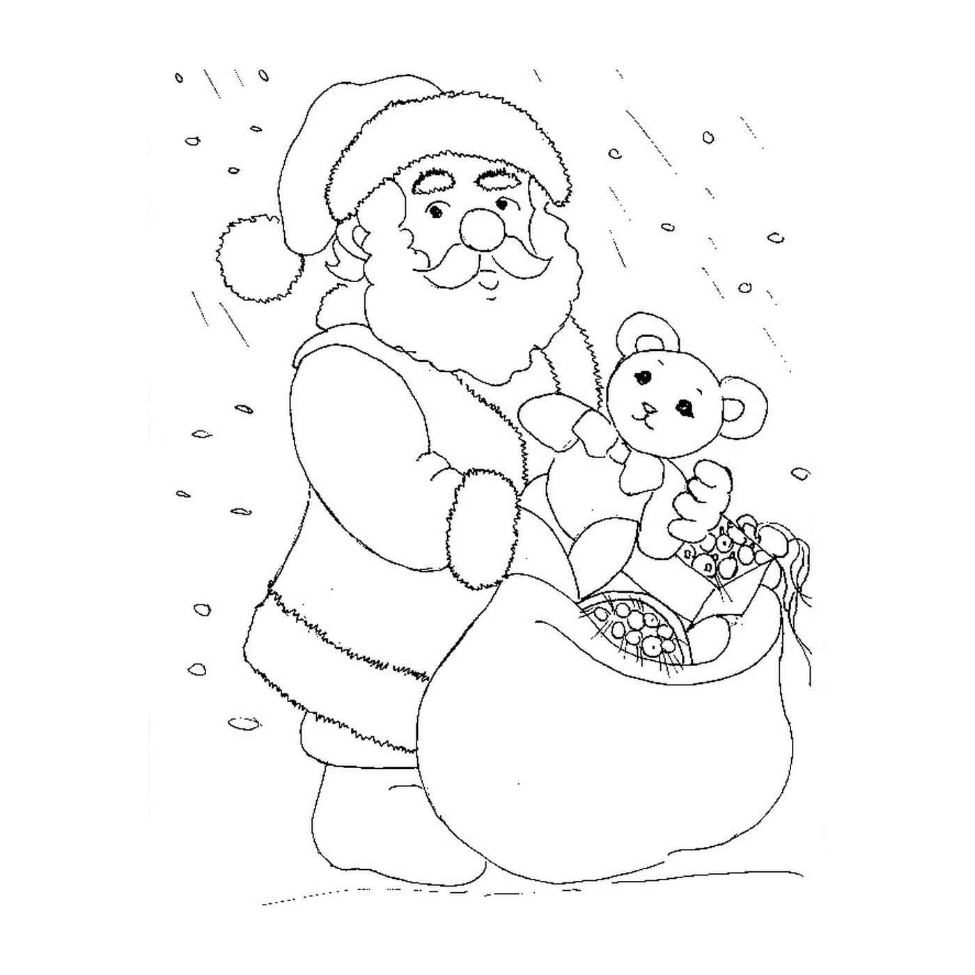  Papai Noel segurando um ursinho de pelú 