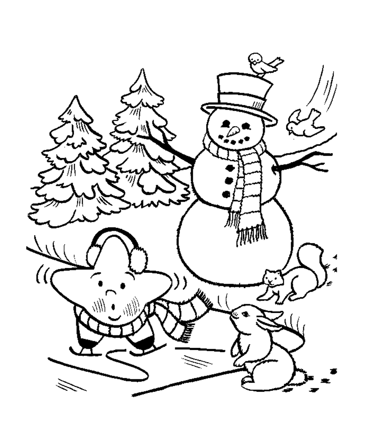  Homem de neve, esquilo e estrela 