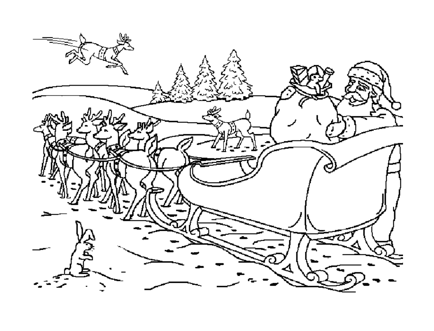  圣诞老人准备礼物雪橇 