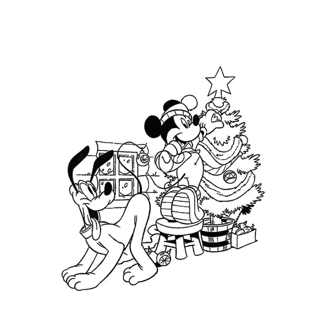  Mickey, árvore de Natal, jardim de infância 
