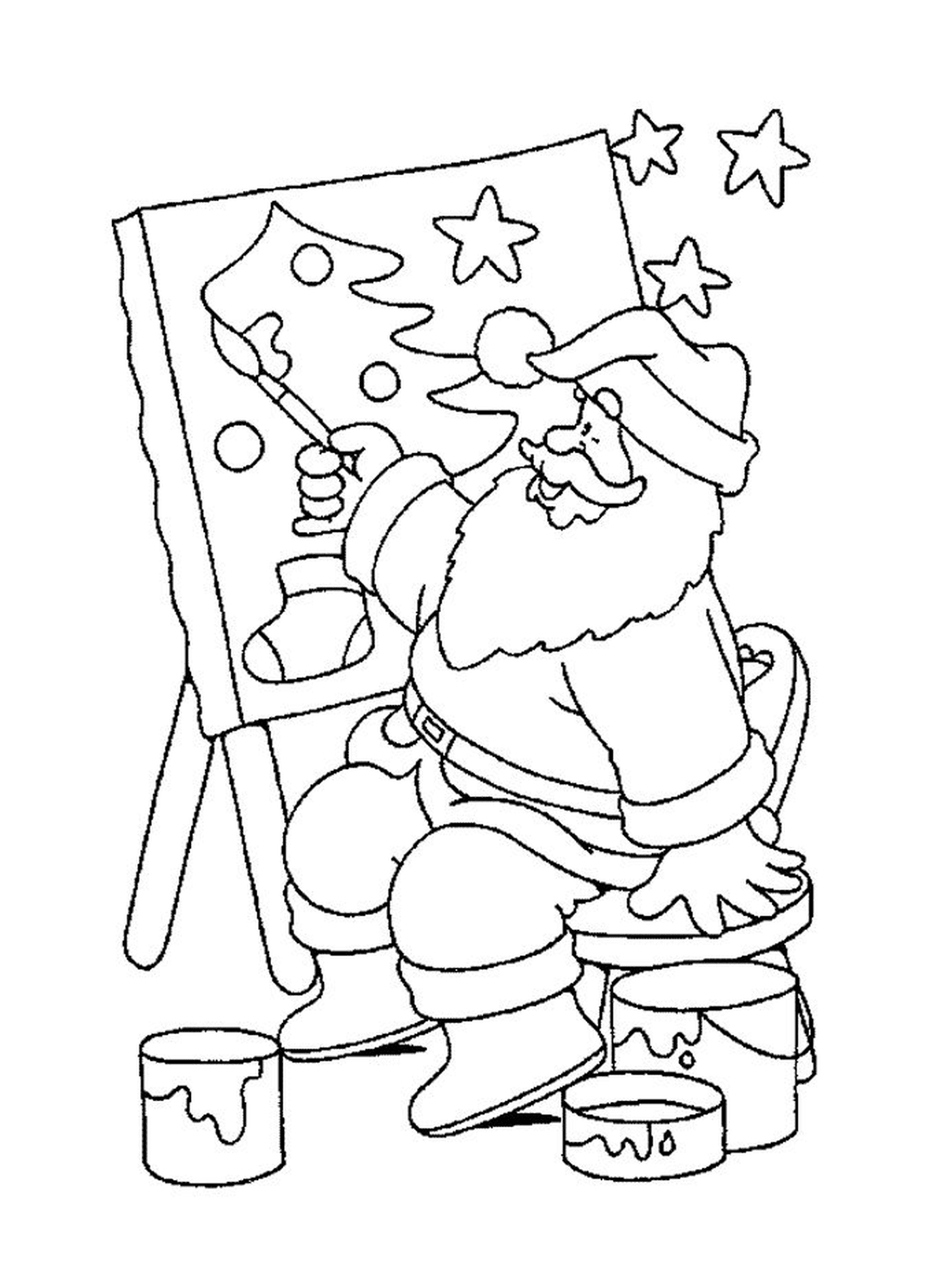  圣诞老人绘画一幅绘画 