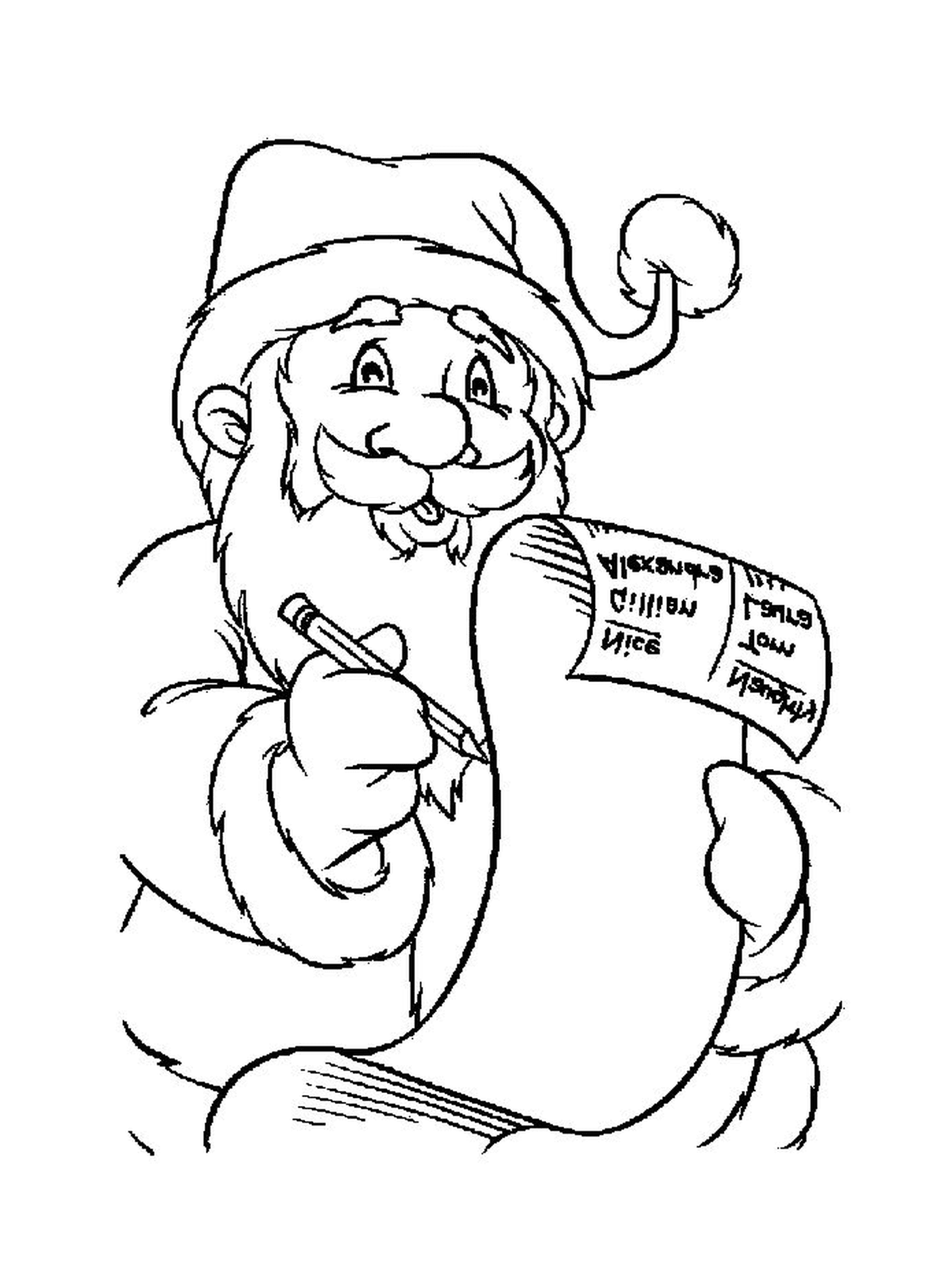  Papai Noel com uma lista de presentes 