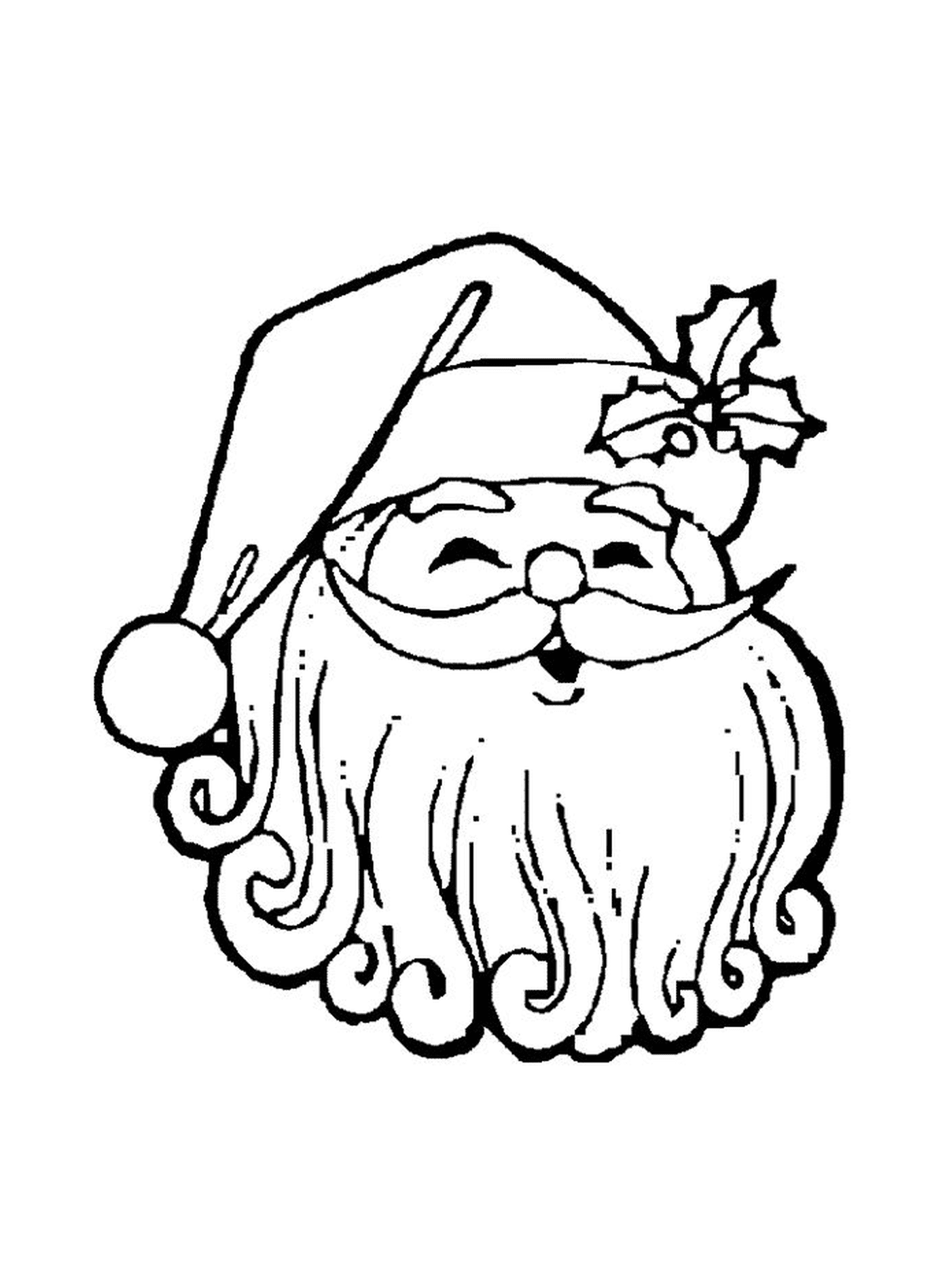  Papai Noel com um rosto e azevinho 
