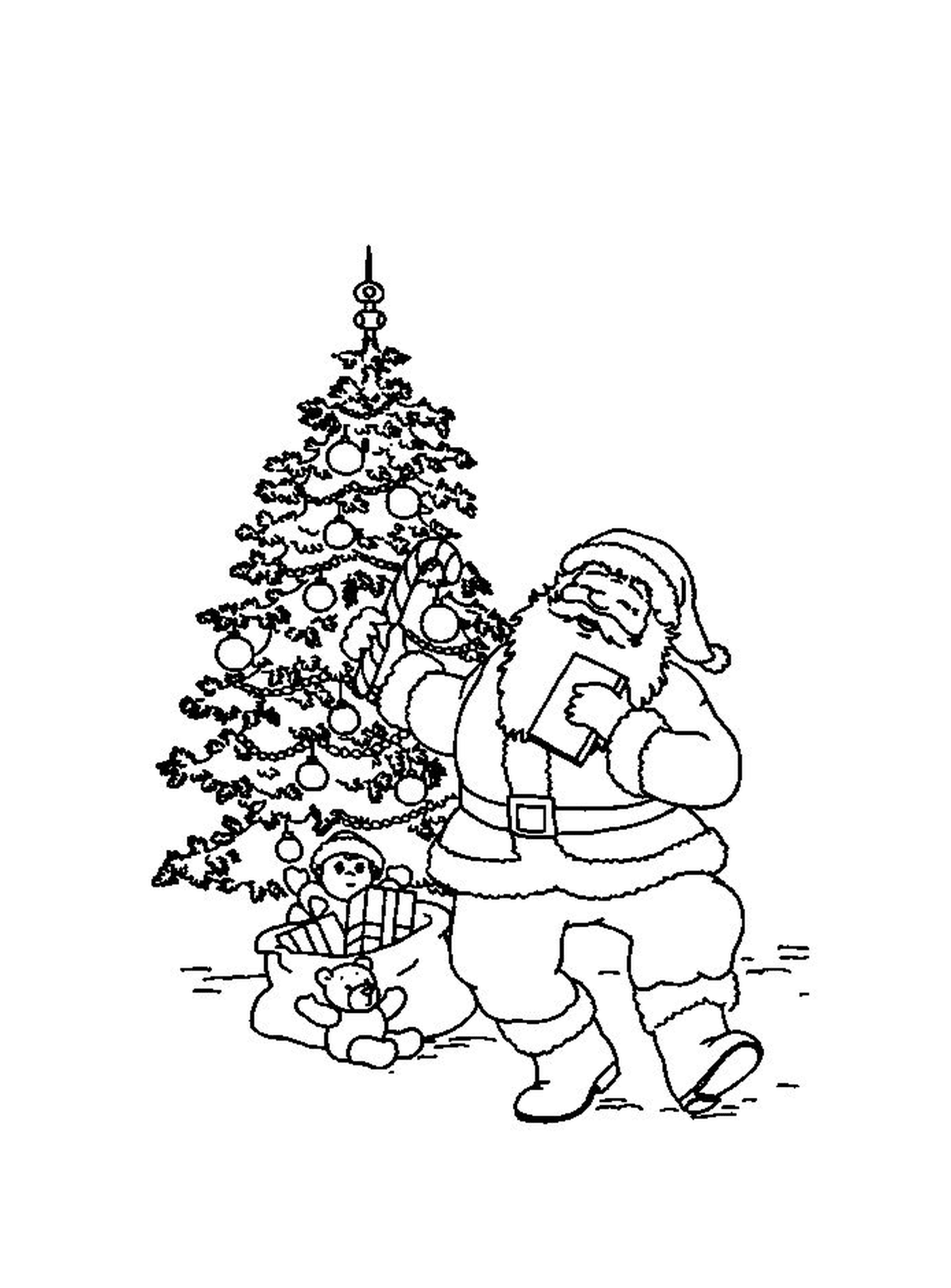  Papai Noel dançando com uma árvore de Natal 