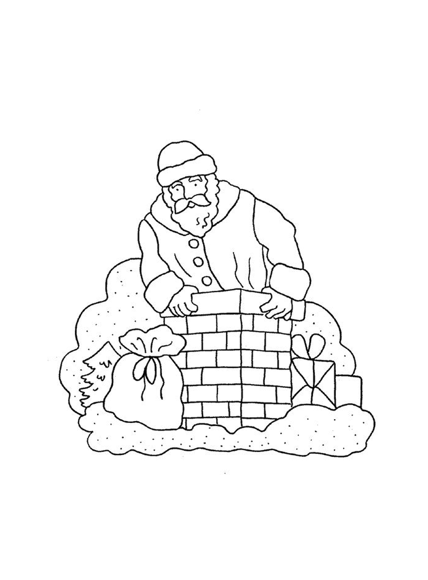  圣诞老人在建一个壁炉 
