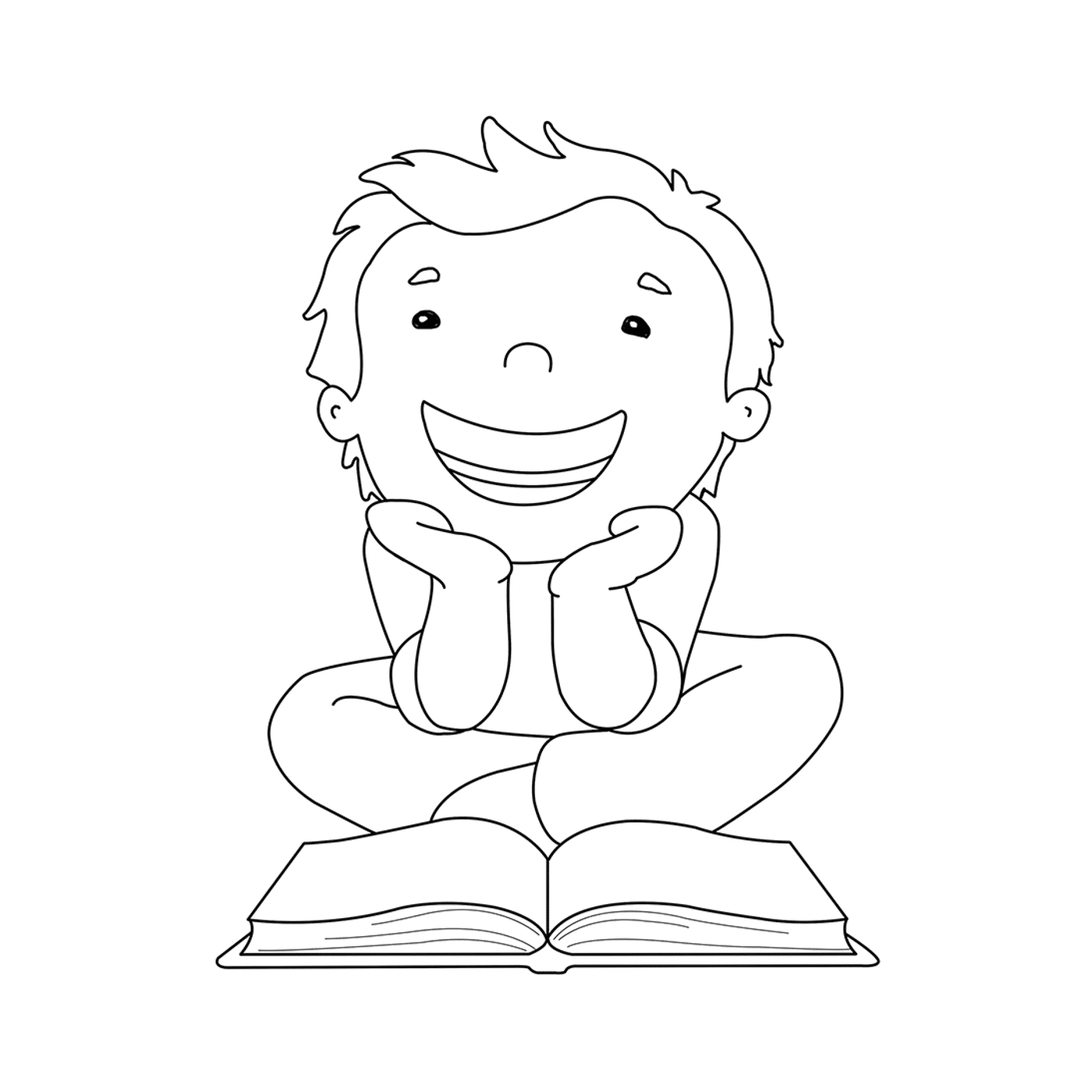  Um menino sentado em um livro 