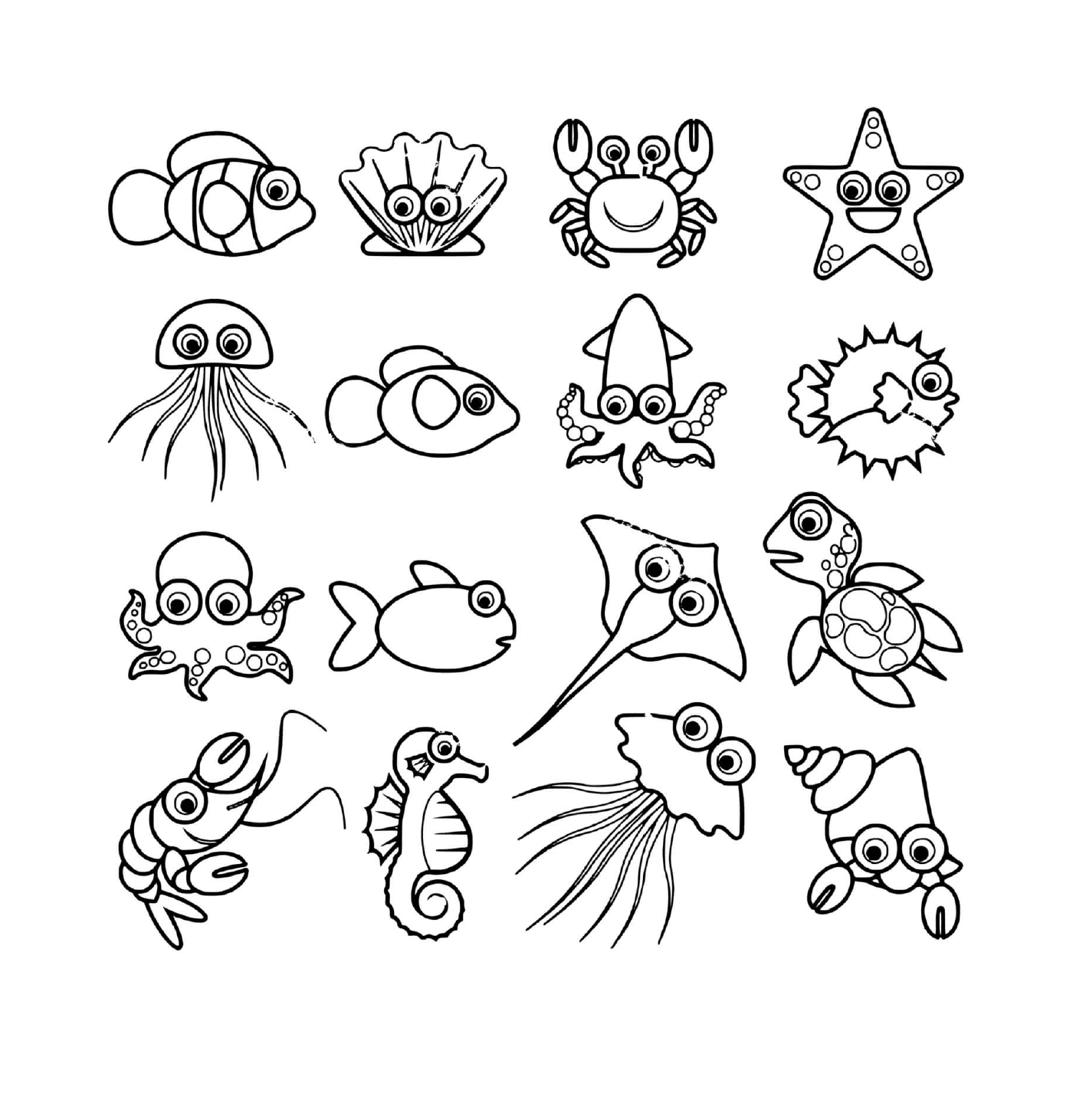  um conjunto de animais marinhos fofos para crianças 