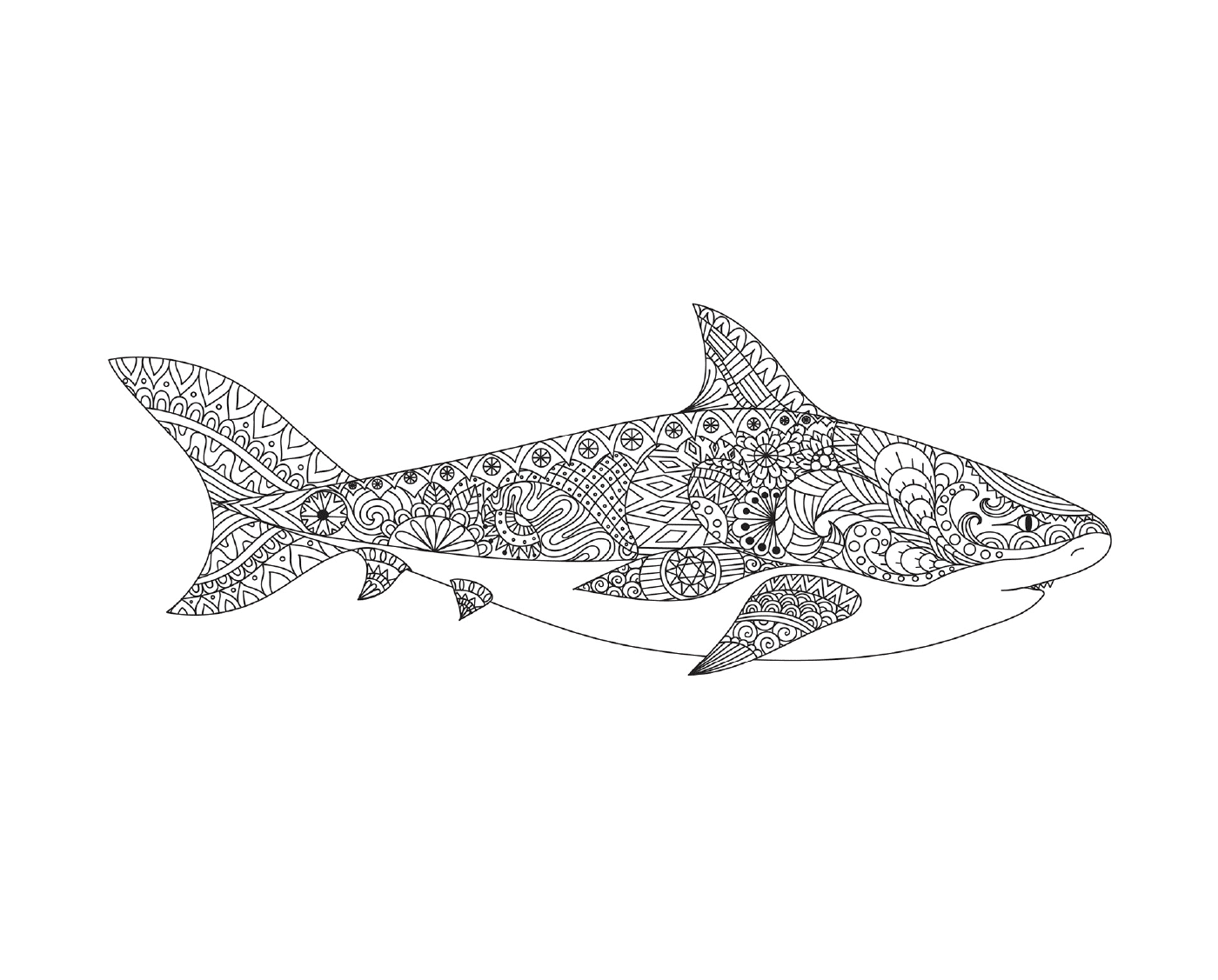  张开嘴的成年鲨鱼的纹身表示 