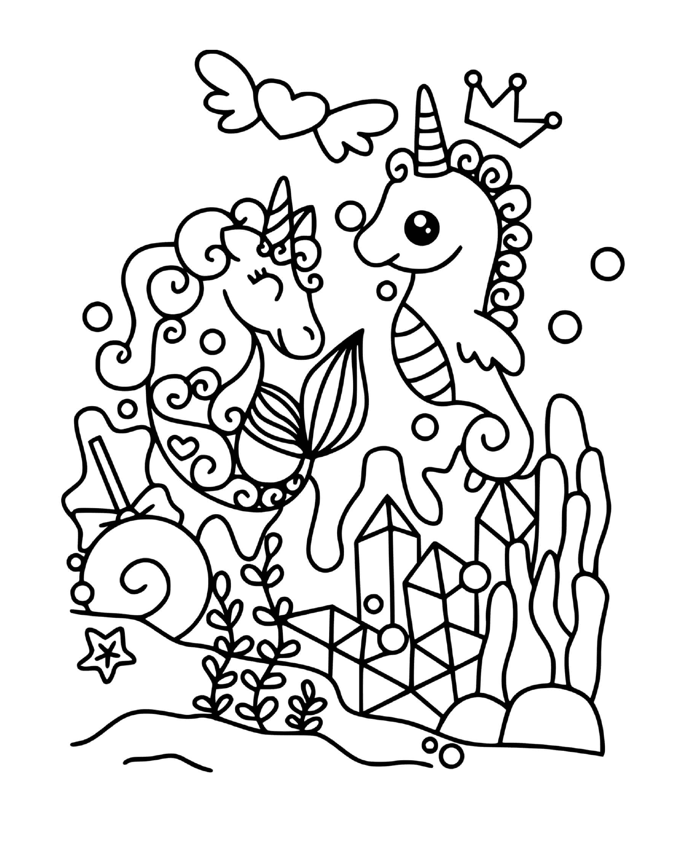  Unicórnio e cavalo marinho mágico 