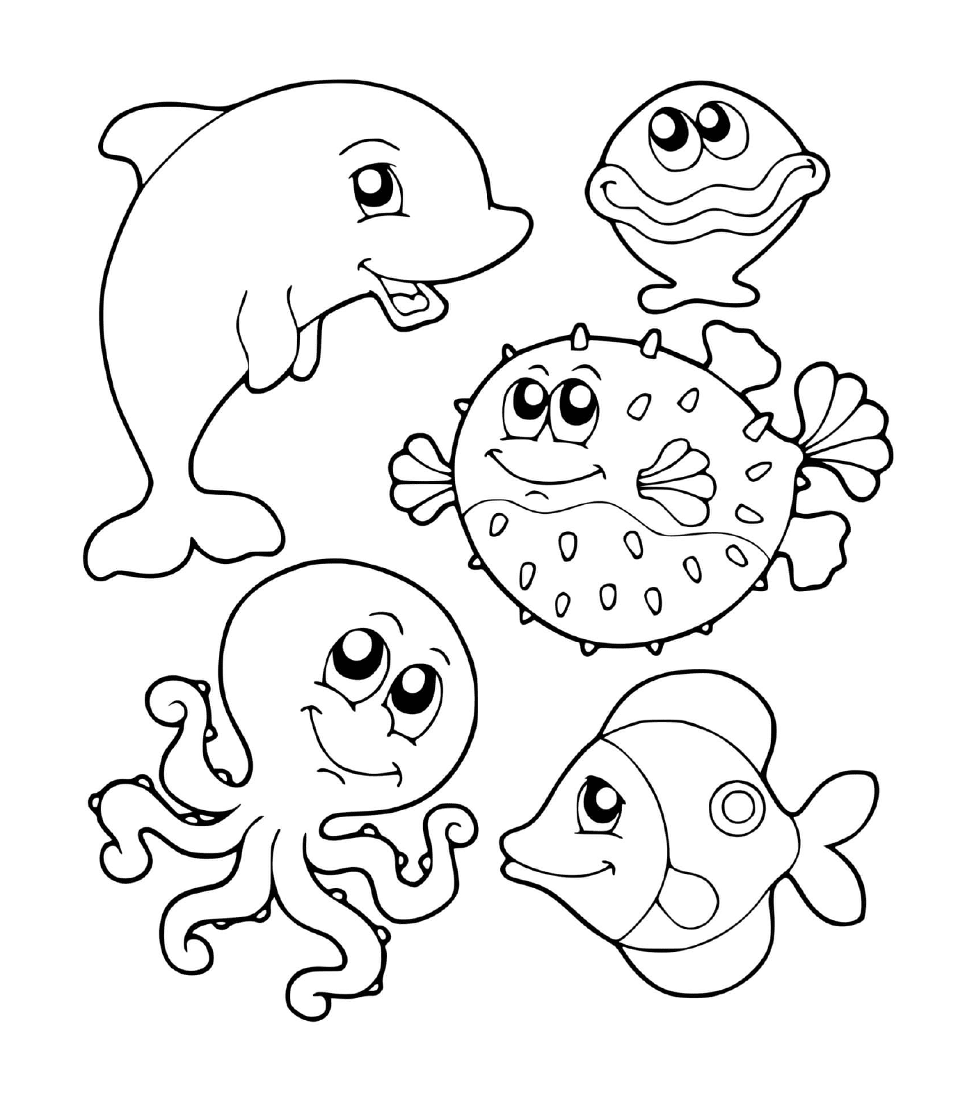  Grupo de animais marinhos na água 