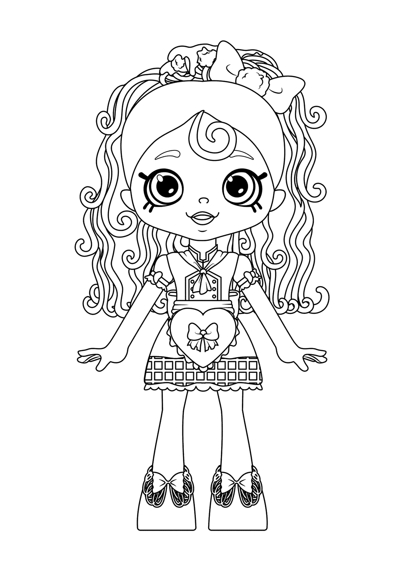  Uma menina com um spaghetti boneca 