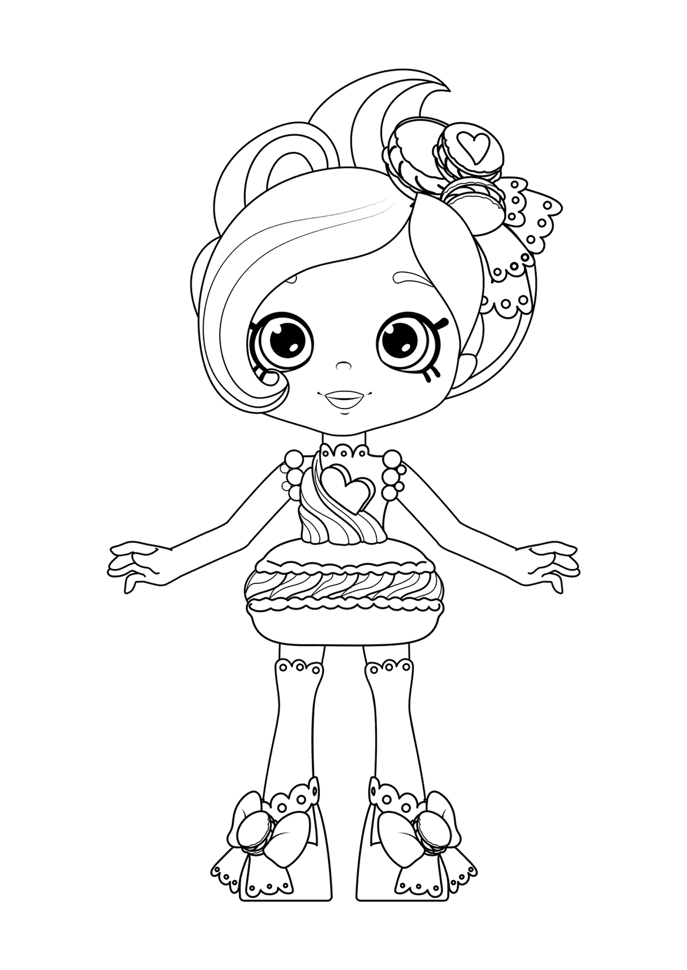  Uma menina com um bolo macaroon 
