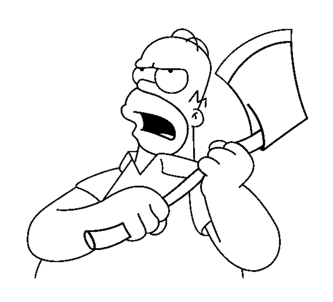 Homer com um machado na mão 