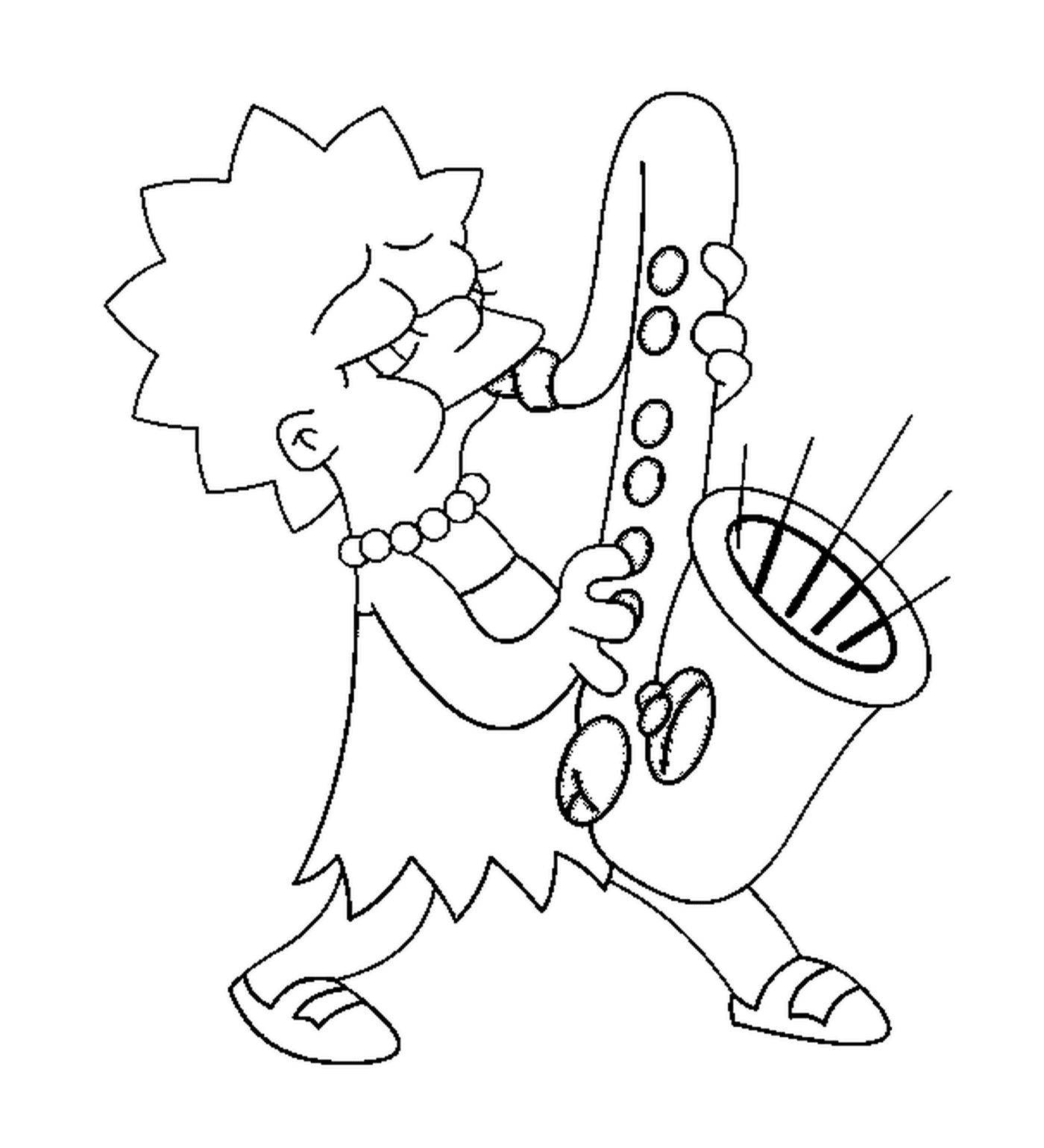  Lisa toca saxofone harmonioso 