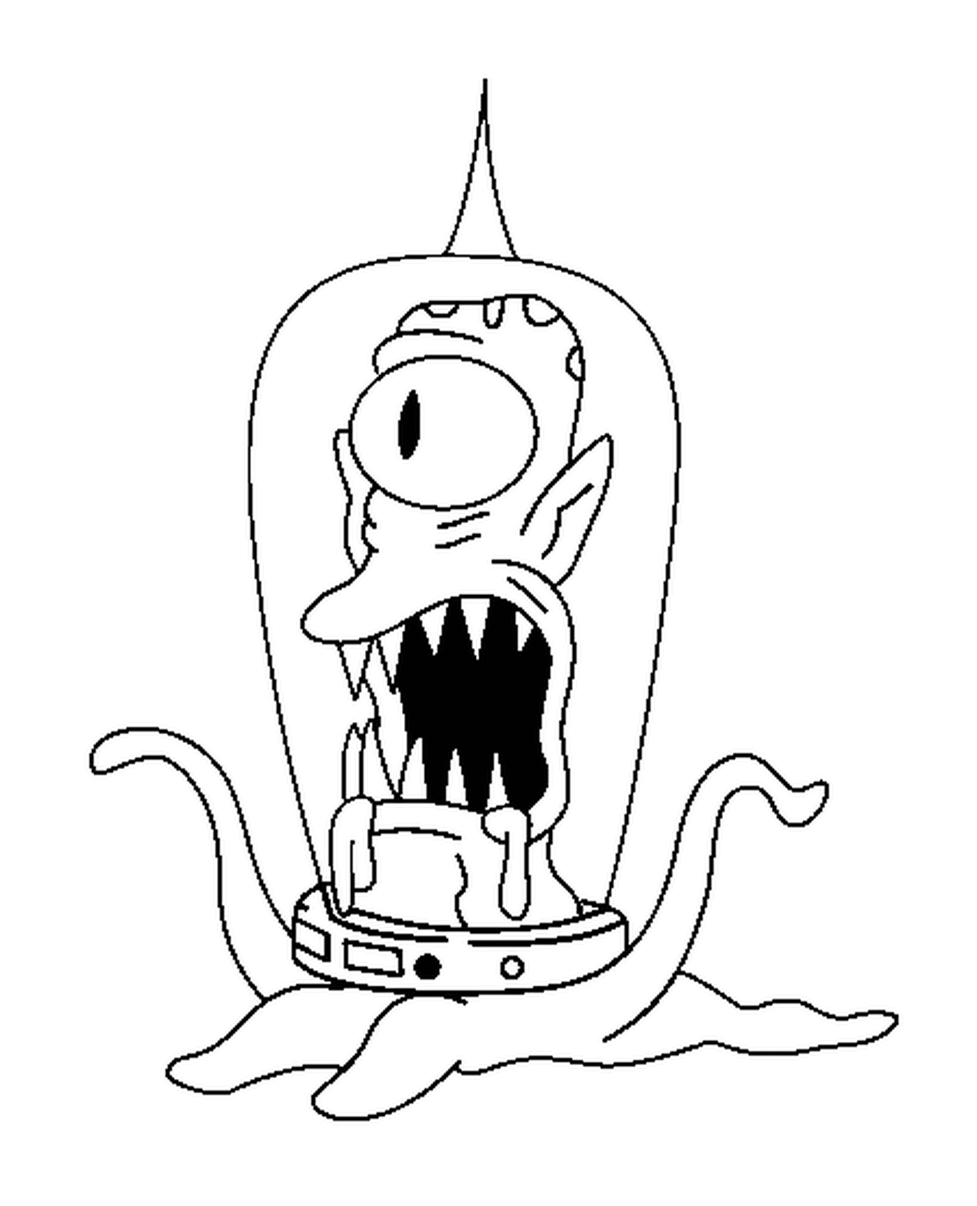 Alien, personagem de desenho animado com um rosto estranho 