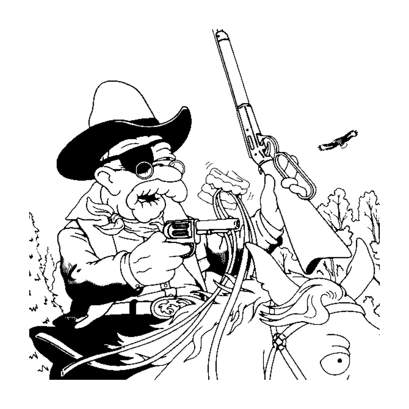  Abraham é um cowboy, homem velho com chapéu e arma 
