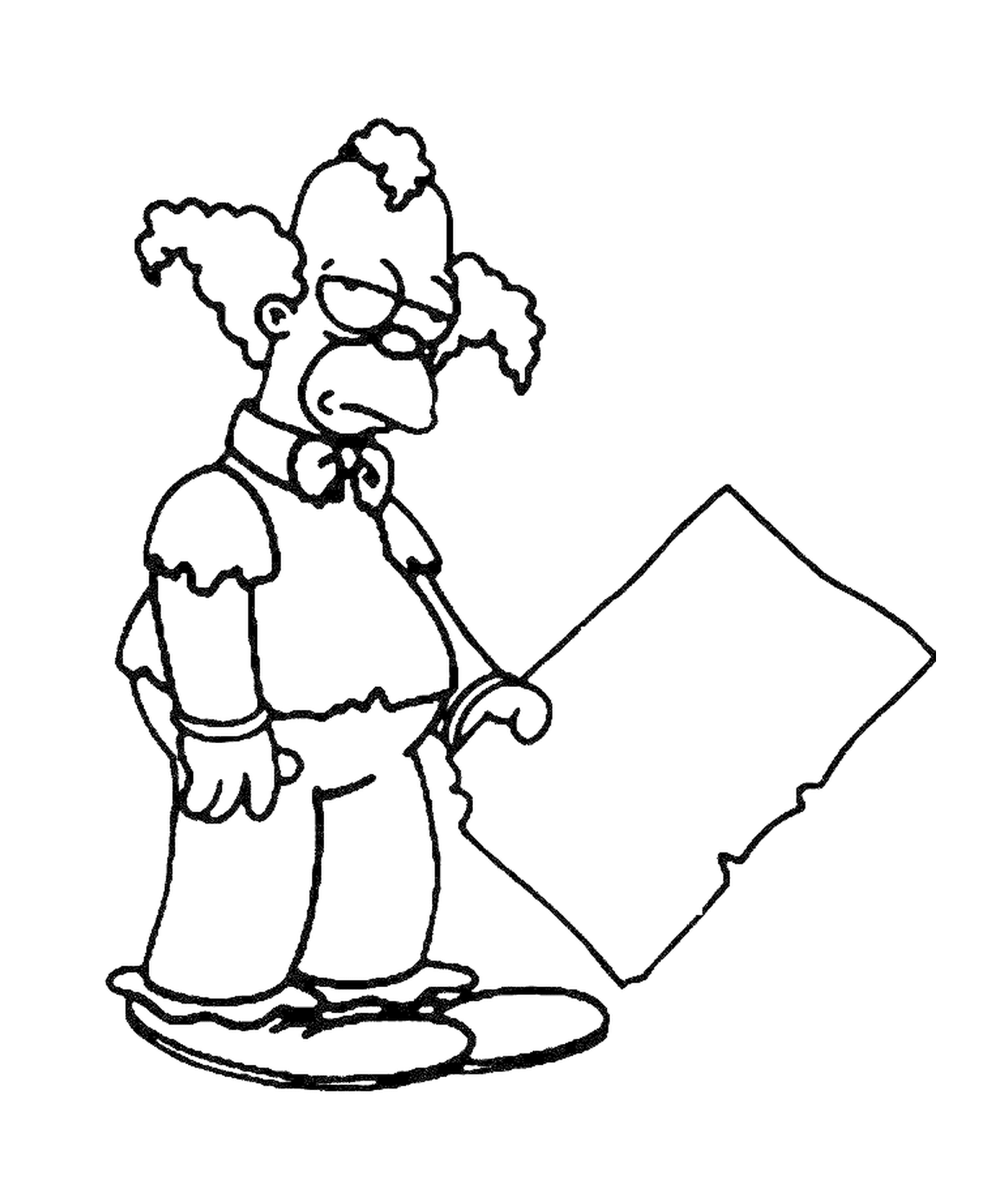  Krusty o palhaço desapontado, ninguém segurando um sinal 