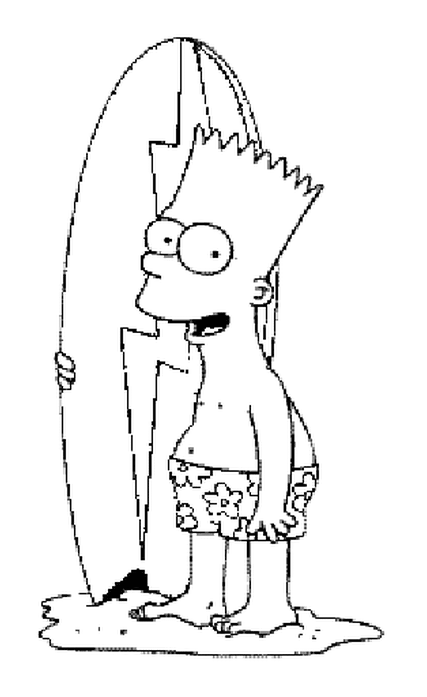  Bart com uma prancha de surf 