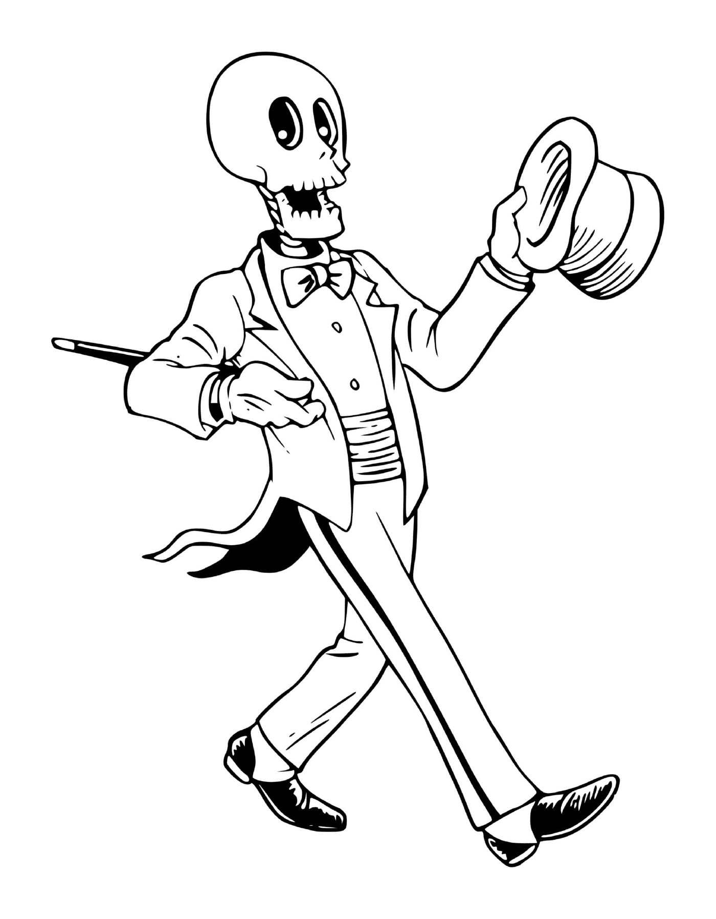  Esqueleto engraçado do Halloween, vestindo um traje e gravata 