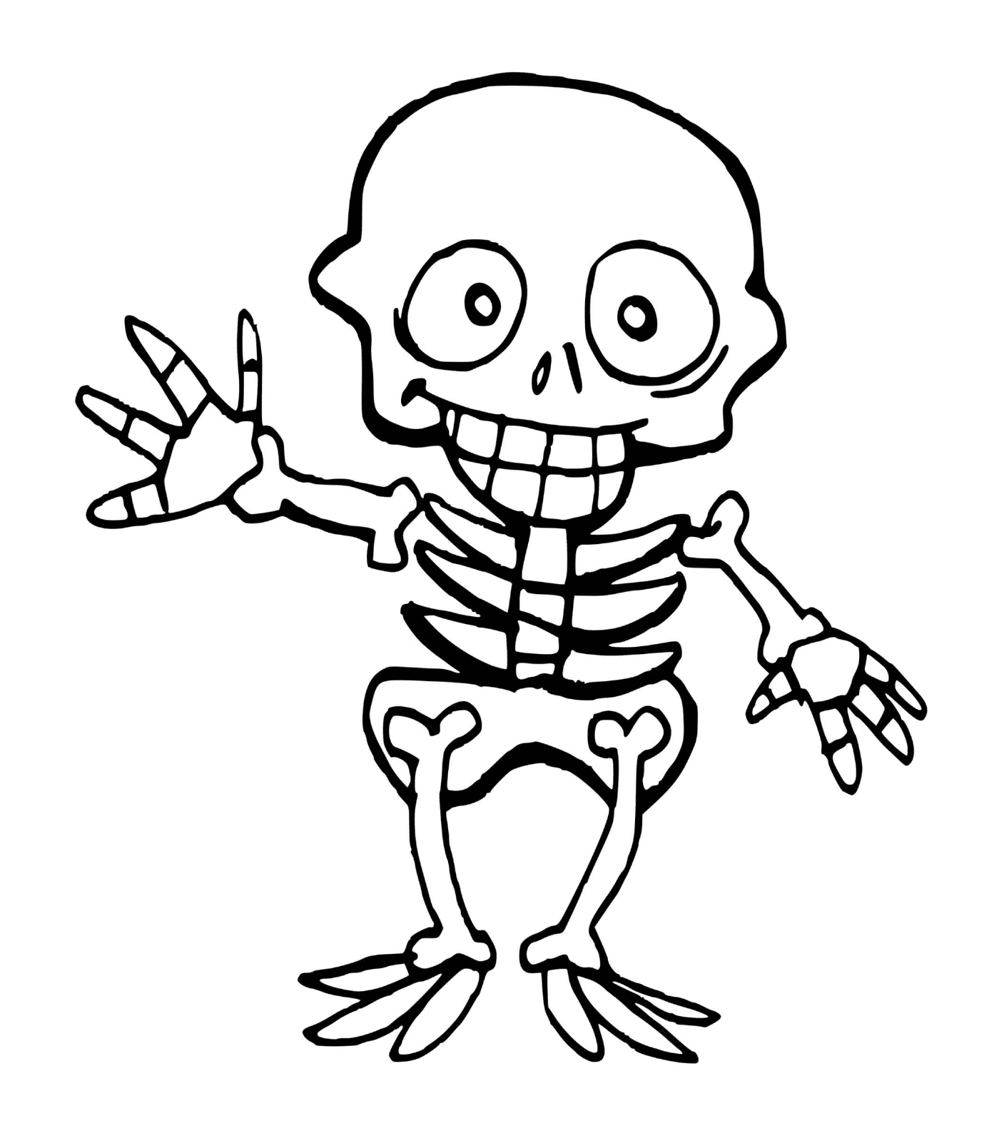  Esqueleto de criança para o Halloween, mãos para cima 