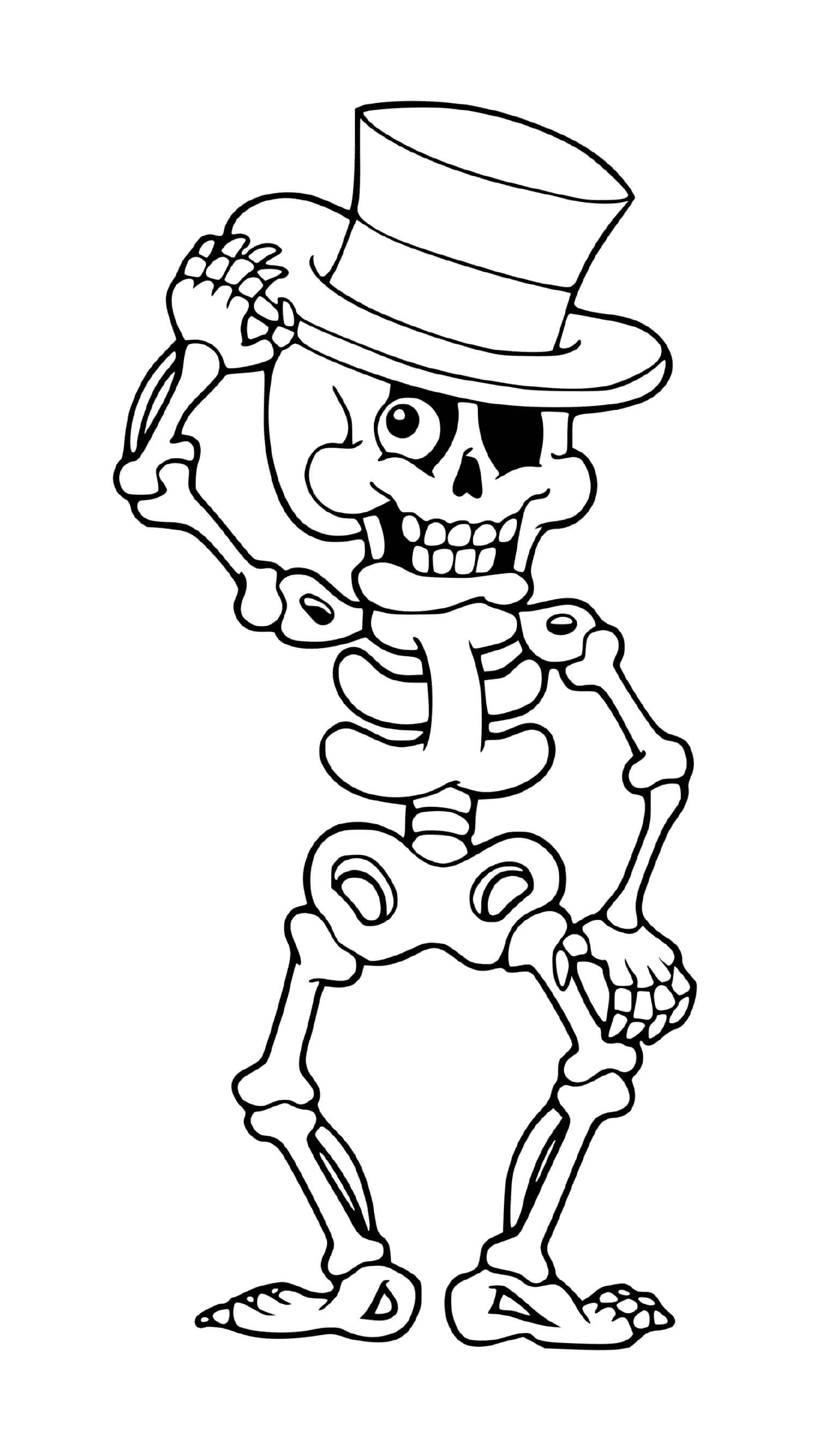  esqueleto divertido com chapéu 