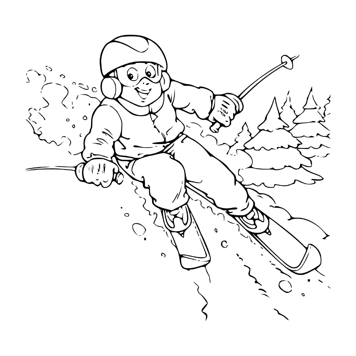  儿童滑滑山滑雪滑雪 