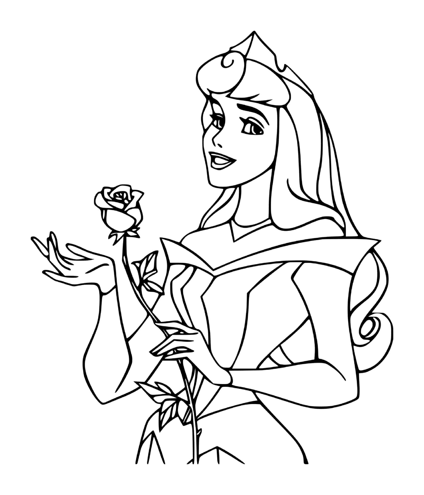  Princesa de La Belle au bois dormente (Disney) com rosa 