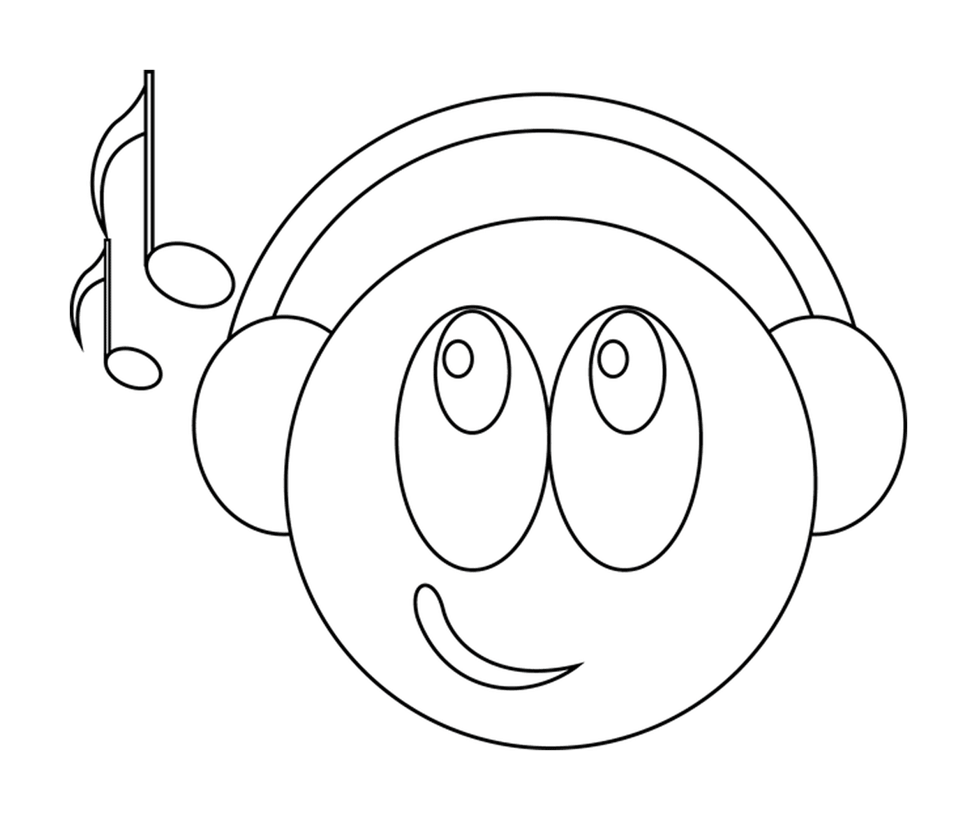 Smiley com fones de ouvido de áudio 