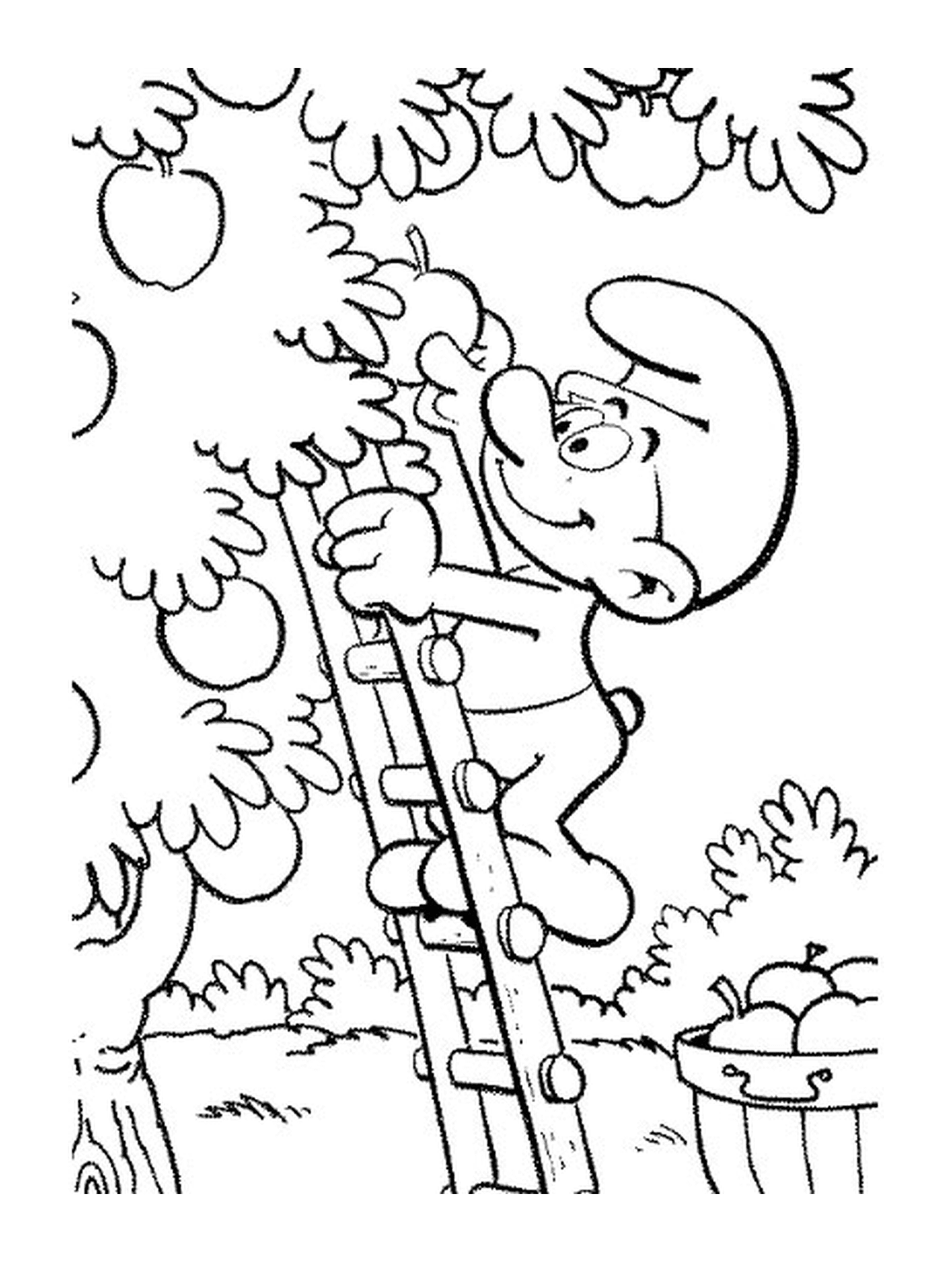  Um Smurf escalando uma escada 